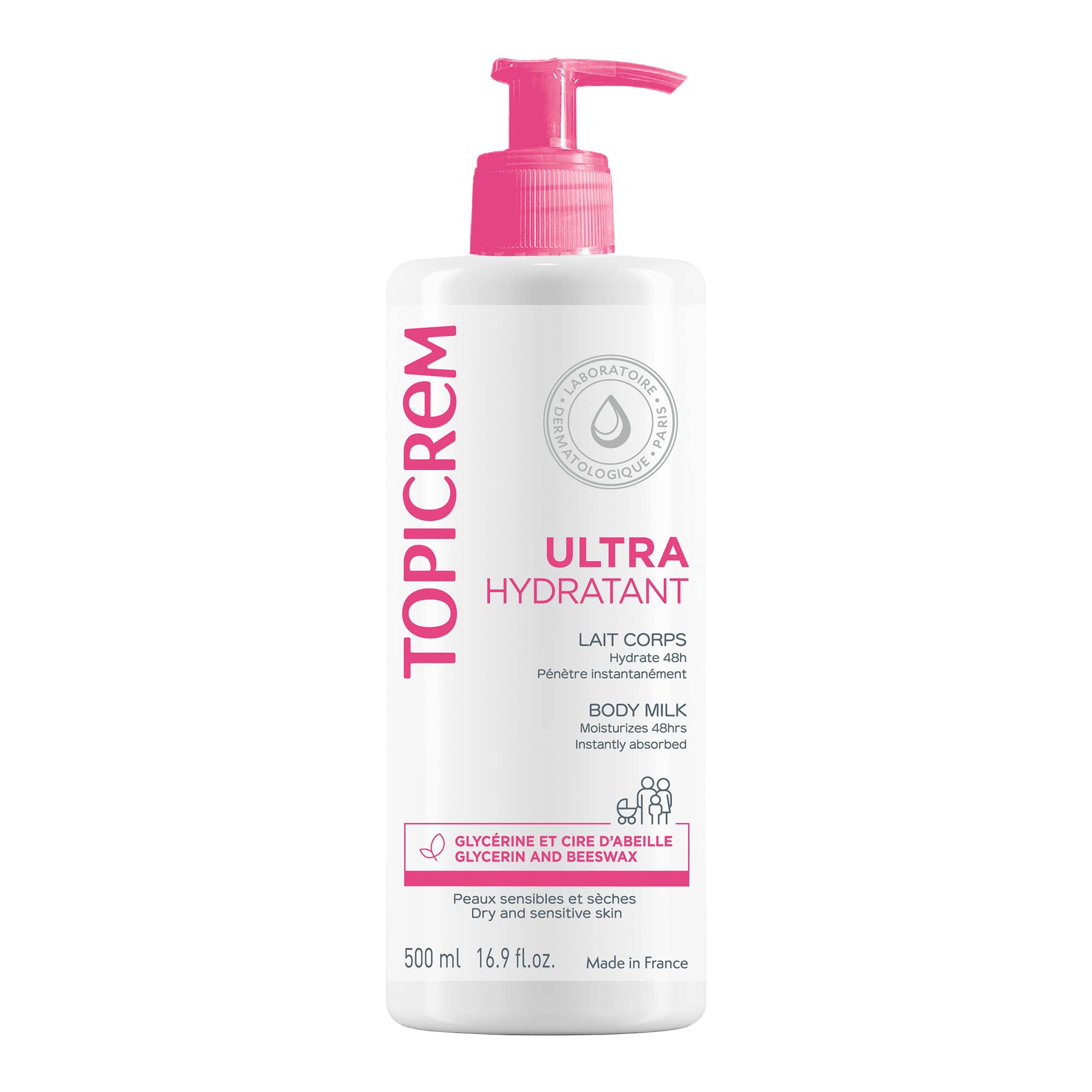Topicrem Ultra-Moisturizing Body Milk - 500ml Hydrating Lotion for Dry Skin | Daily Moisturizer for Body Care & Sensitive Skin | Perfect for Winter & Post-Shower Use