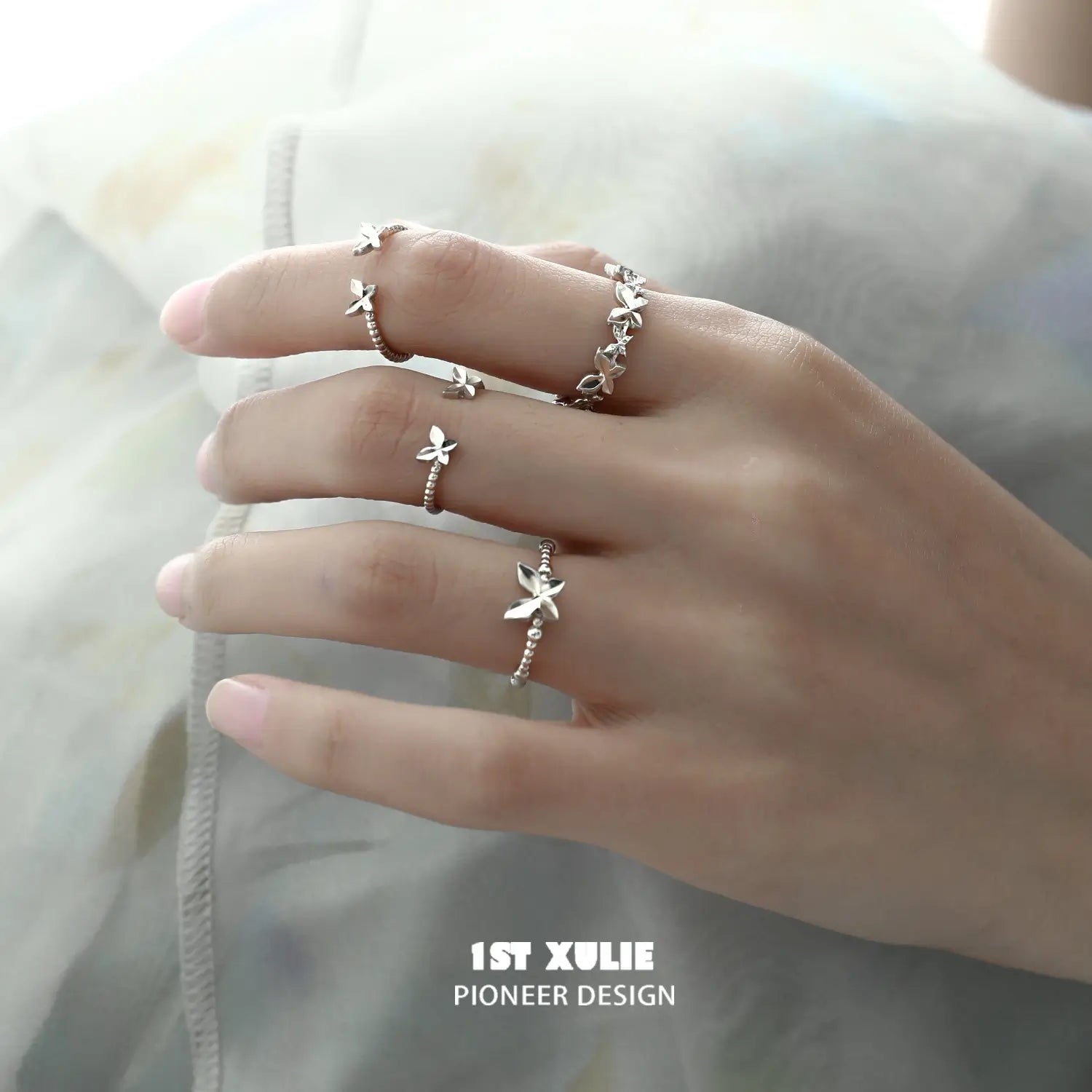 Whiterfly S925 Sterling Silver Butterfly Rings Set for Women - Elegant Stackable Rings, Dainty Jewelry Gift for Her - Perfect for Weddings, Anniversaries & Everyday Wear