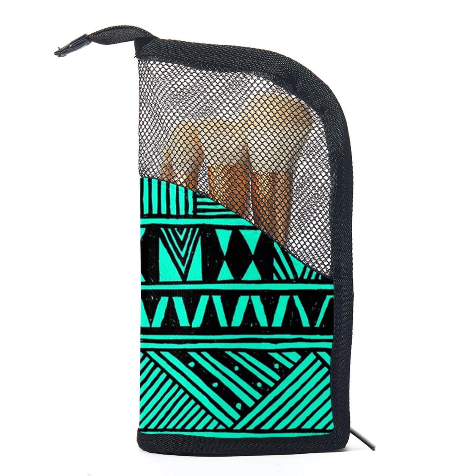 12-Piece Makeup Brush Organizer Bag Set - Geometric Retro Boho Style Portable Cosmetic Brush Holder Case for Travel & Home Vanity Organization
