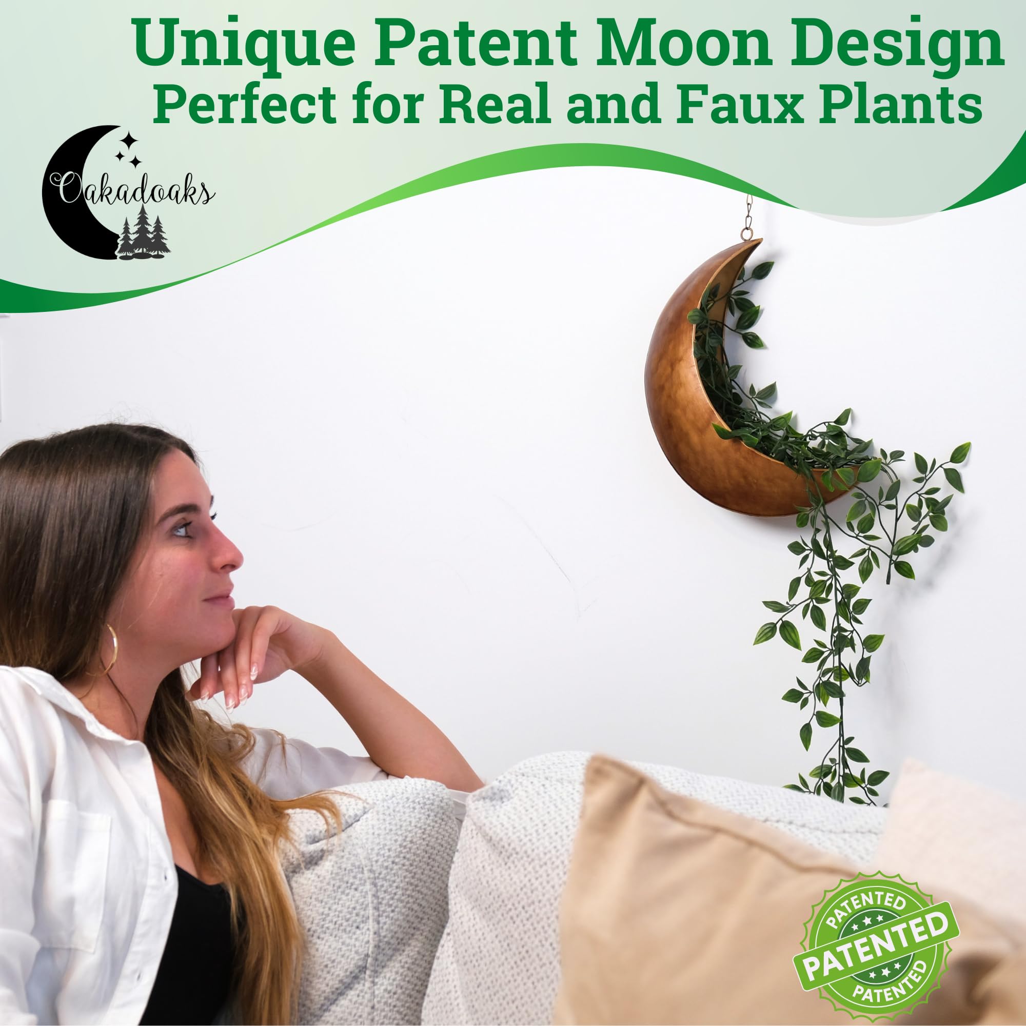 Moon Shaped Hanging Planter - Unique Boho Plant Holder for Succulents, Air Plants & Cactus - Perfect Hippie Witchy Home Decor & Birthday Gift for Plant Lovers - Ideal for Indoor Gardens, Balcony Decor & Boho Bedroom Aesthetics