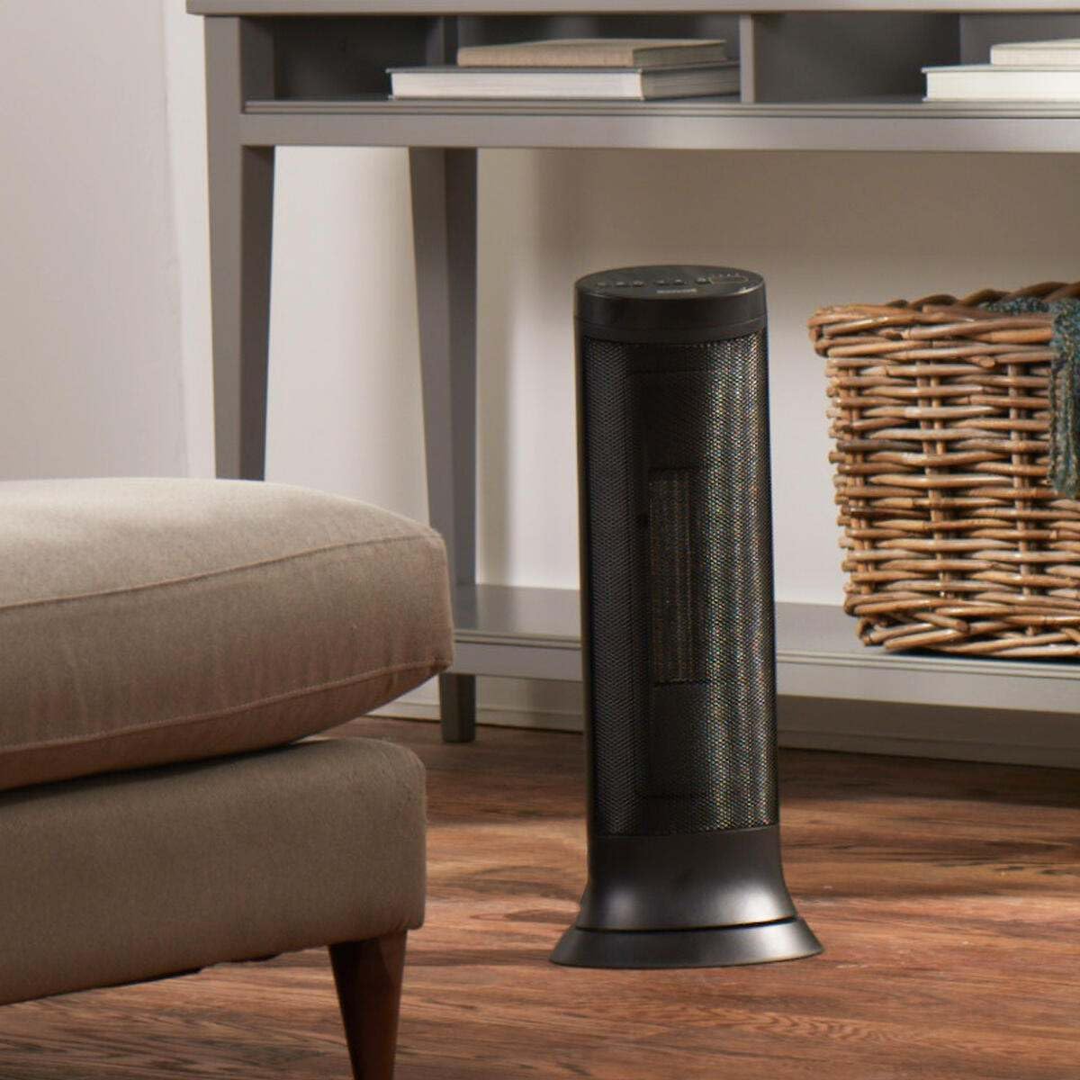 Honeywell Slim Ceramic Tower Heater for Large Rooms - Black Space Heater with 2 Heat Settings & Overheat Protection - Perfect for Bedroom, Office, Living Room Heating
