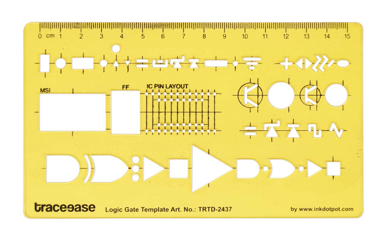 TraceEase Electrical Drafting Logic Gate Template Stencil - Professional Engineering Drawing Tool with Measuring Ruler for Circuit Design - Perfect for Electronics Projects, DIY Prototyping & STEM Education