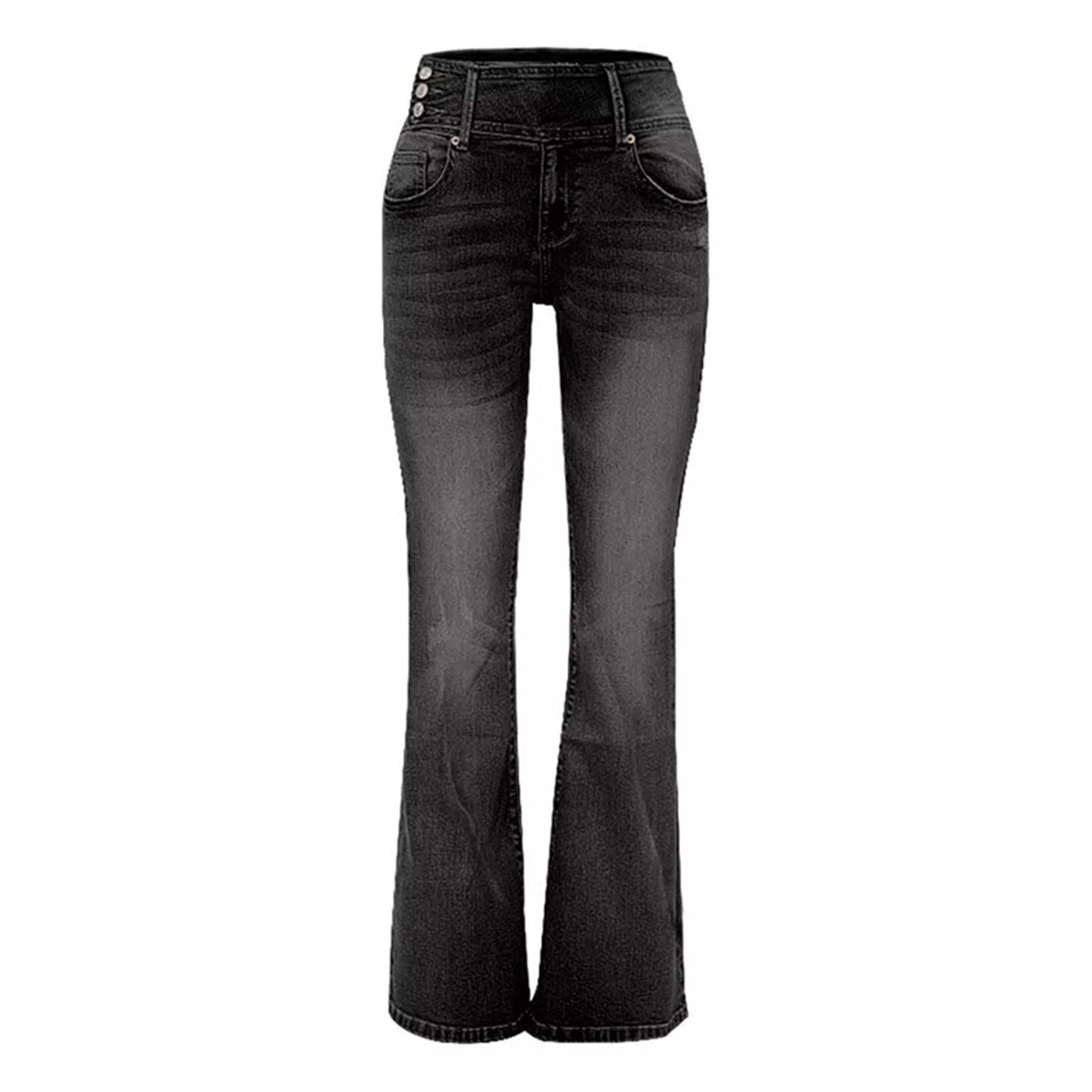 Vintage Women's Flare Jeans - Mid Waist Stretch Denim Pants, Straight to Wide Leg Bell Bottoms (XS 29W, Black) | Perfect for Casual Wear, Retro Outfits & 70s Style Fashion