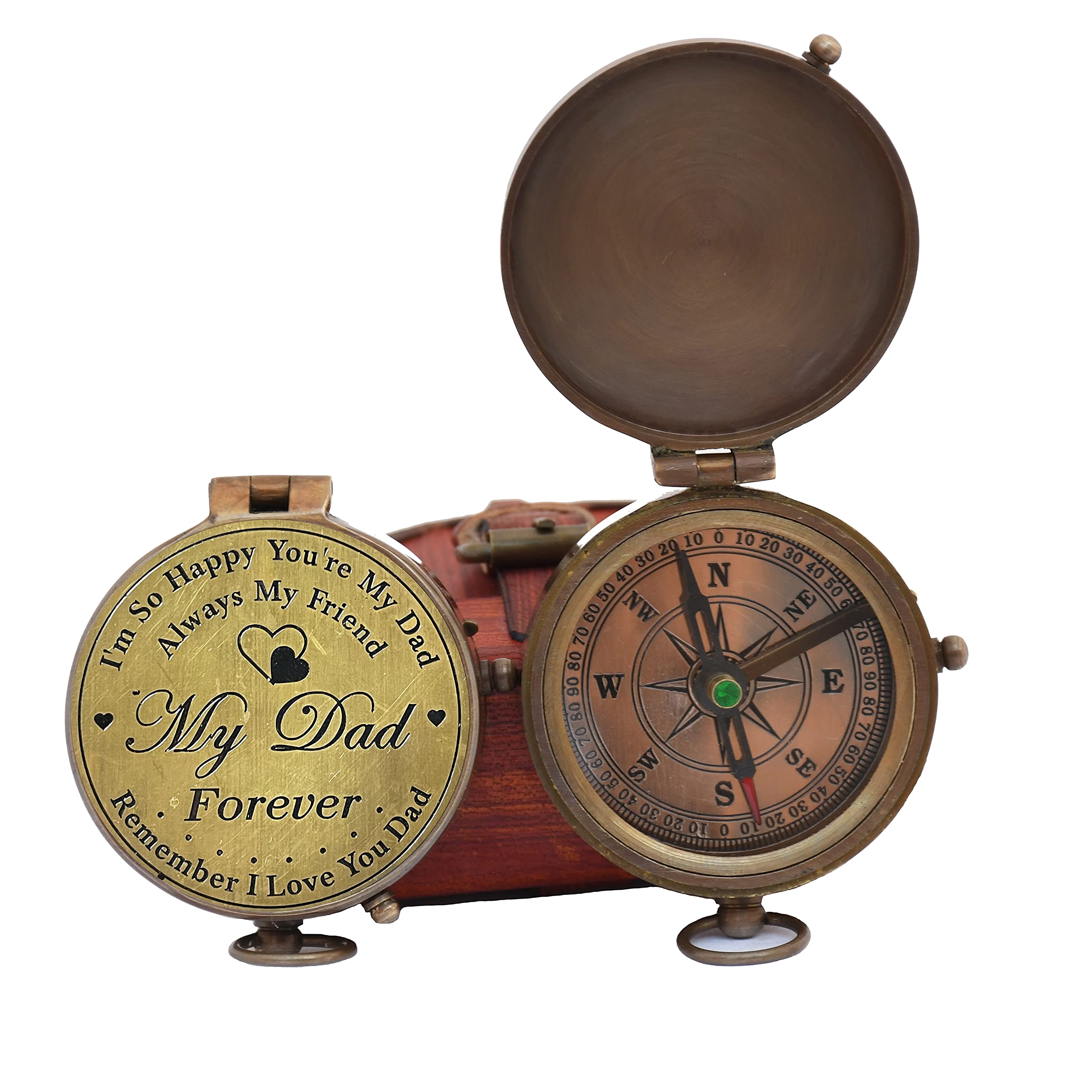 Best Dad Gifts for Father's Day, Birthday & Retirement - Engraved Compass Keepsake - Thoughtful Thanksgiving Present for Dad (Perfect for Outdoor Adventures & Special Occasions)