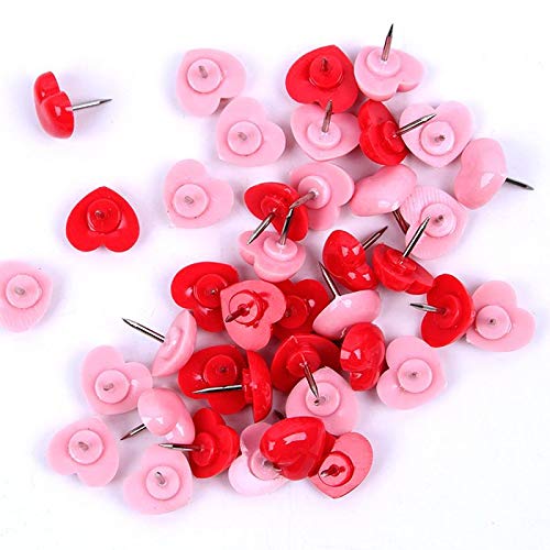2000 PCS Heart Shaped Plastic Push Pins - Colorful Cork Board Thumbtacks for Office, School & Home Use - Safety Pins for Bulletin Boards, DIY Crafts & Wall Decor (Red)