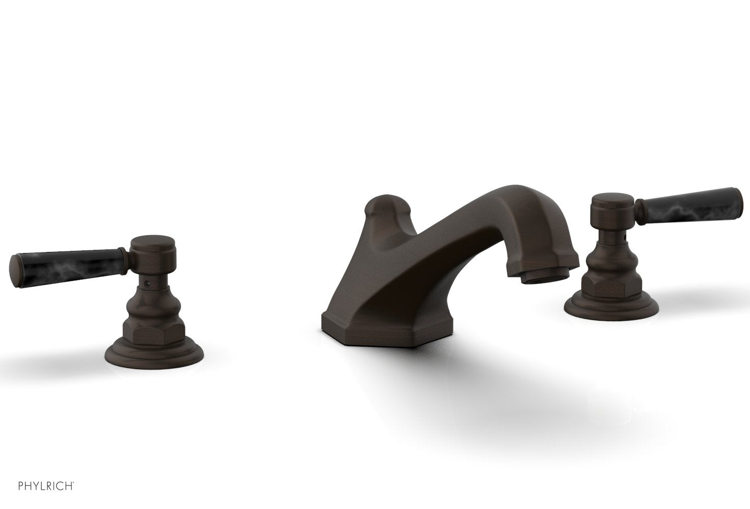 HEX TRADITIONAL Deck Tub Set with Black Marble Lever Handles - 500 42 - Perfect for Outdoor Bathing and Garden Relaxation