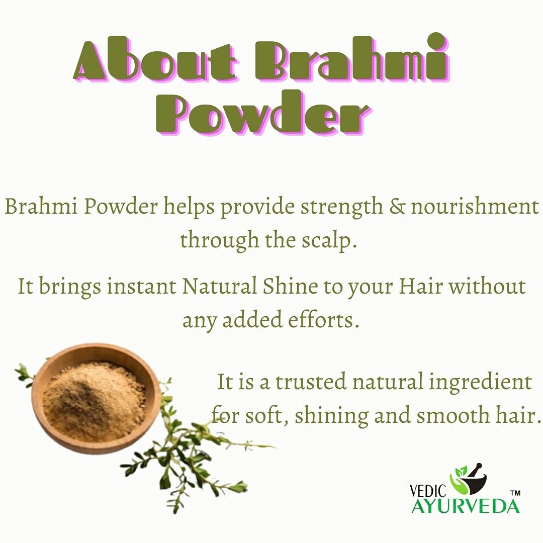 Organic Brahmi Powder (Bacopa Monnieri) - 100% Natural Hair Cleanser for Shiny & Smooth Hair | Ayurvedic Herbal Supplement for Hair Growth & Scalp Care | 100g Pack | Perfect for DIY Hair Masks & Ayurvedic Treatments