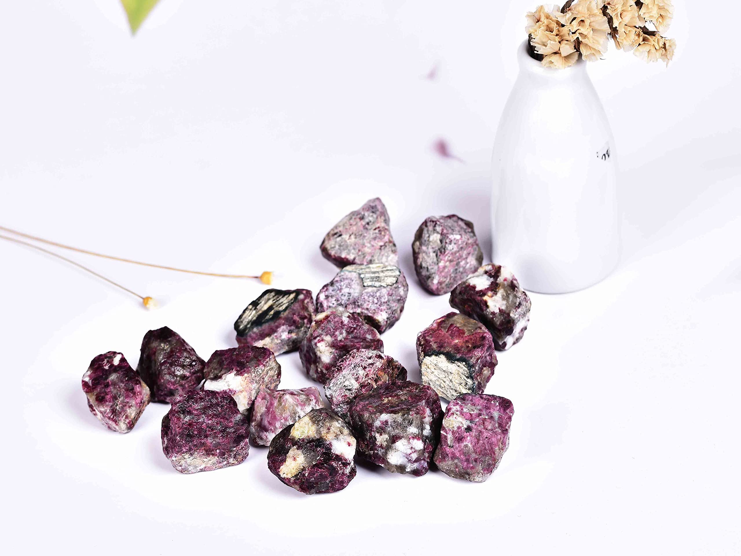 JIC Gem Irregular Shape Black Tourmaline & Rose Quartz Crystals Bulk - Raw Healing Stones for Chakra Balancing, Meditation, Jewelry Making, and Home Decor