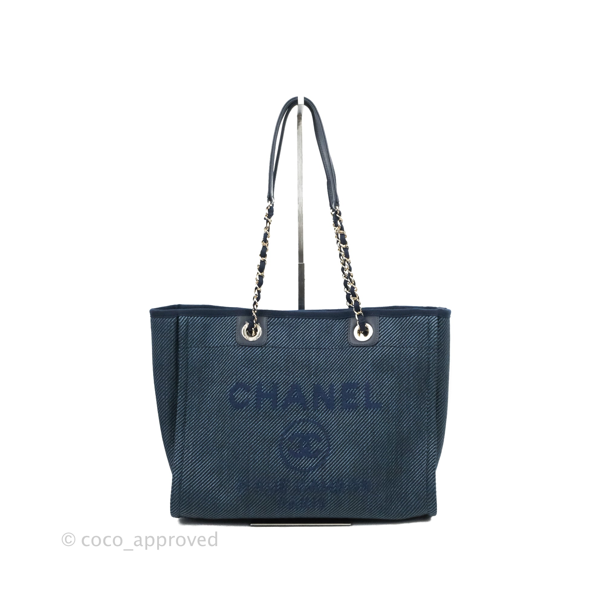 Chanel Deauville Medium Tote Bag in Navy Blue Canvas - Luxury Designer Handbag for Women, Perfect for Work, Travel & Everyday Use