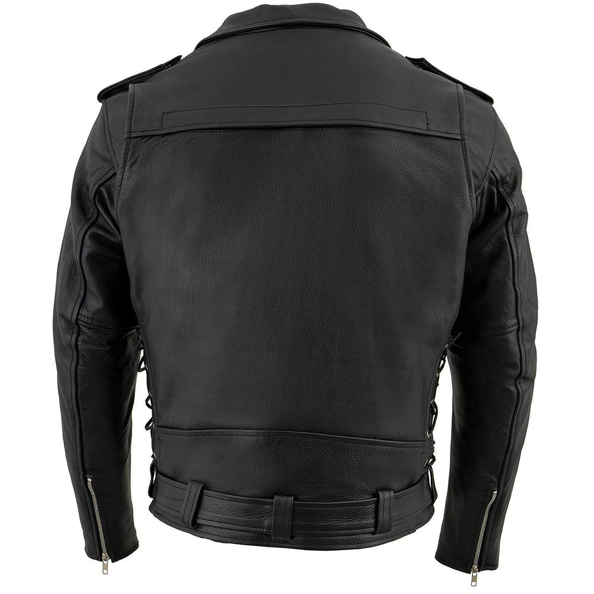 Milwaukee Leather Men's 'Wild One' LKM1775 Black Leather Vented Motorcycle Jacket with Adjustable Side Laces - Perfect for Riding, Outdoor Adventures & Casual Wear