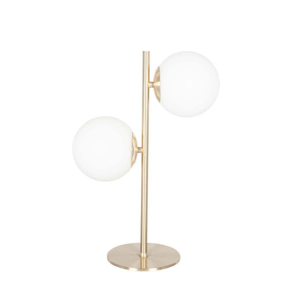 Asterope White Orb & Gold Metal Table Lamp - Modern Bedside Lighting for Living Room, Bedroom, and Office Decor