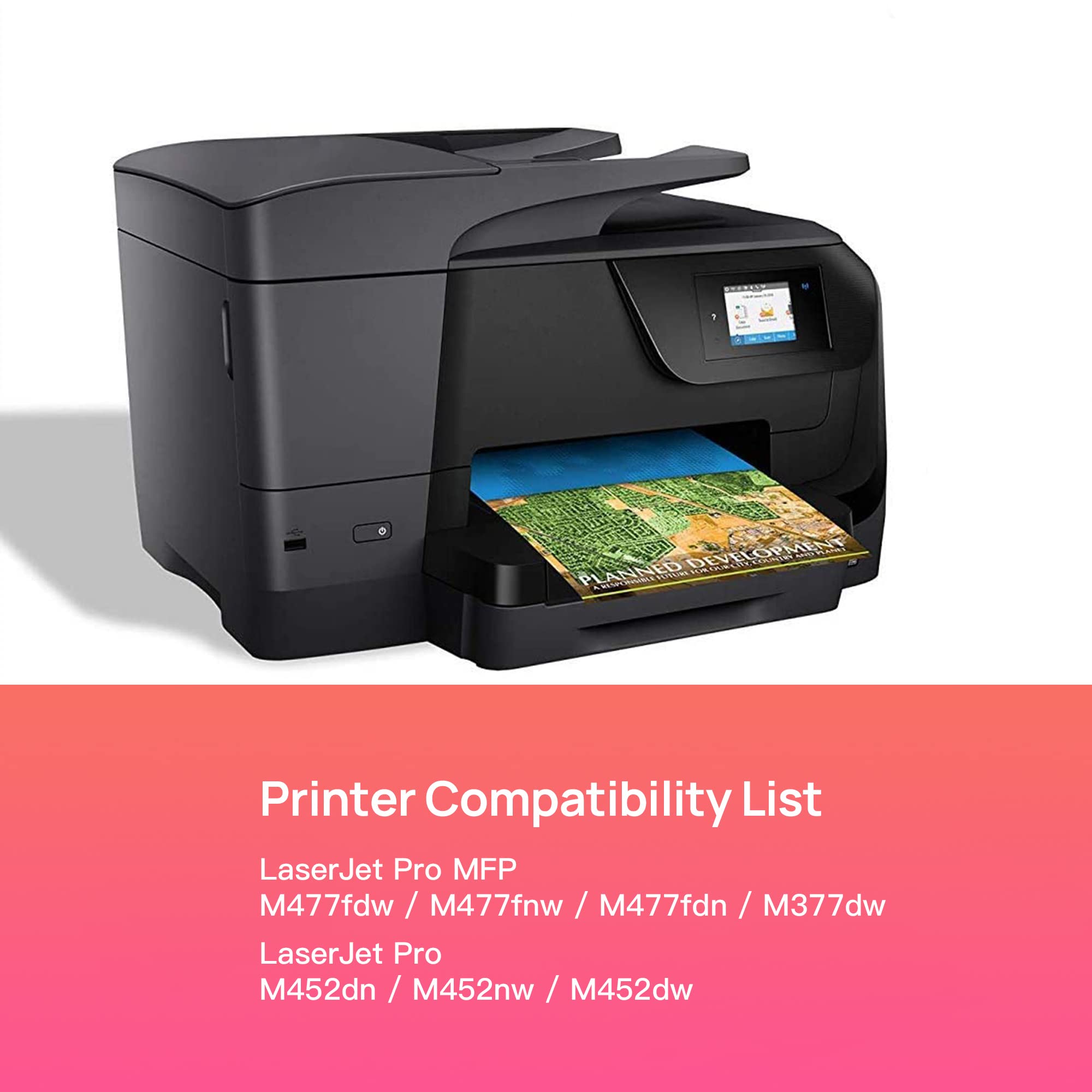 HP 410A 410X CF410A CF410X Compatible Toner Cartridge (4-Pack, CMYK) - Replacement for HP Color LaserJet Pro MFP M477fdw M477fnw M477fdn M452dn M452nw M452dw Printers - Perfect for Office & Home Printing Needs