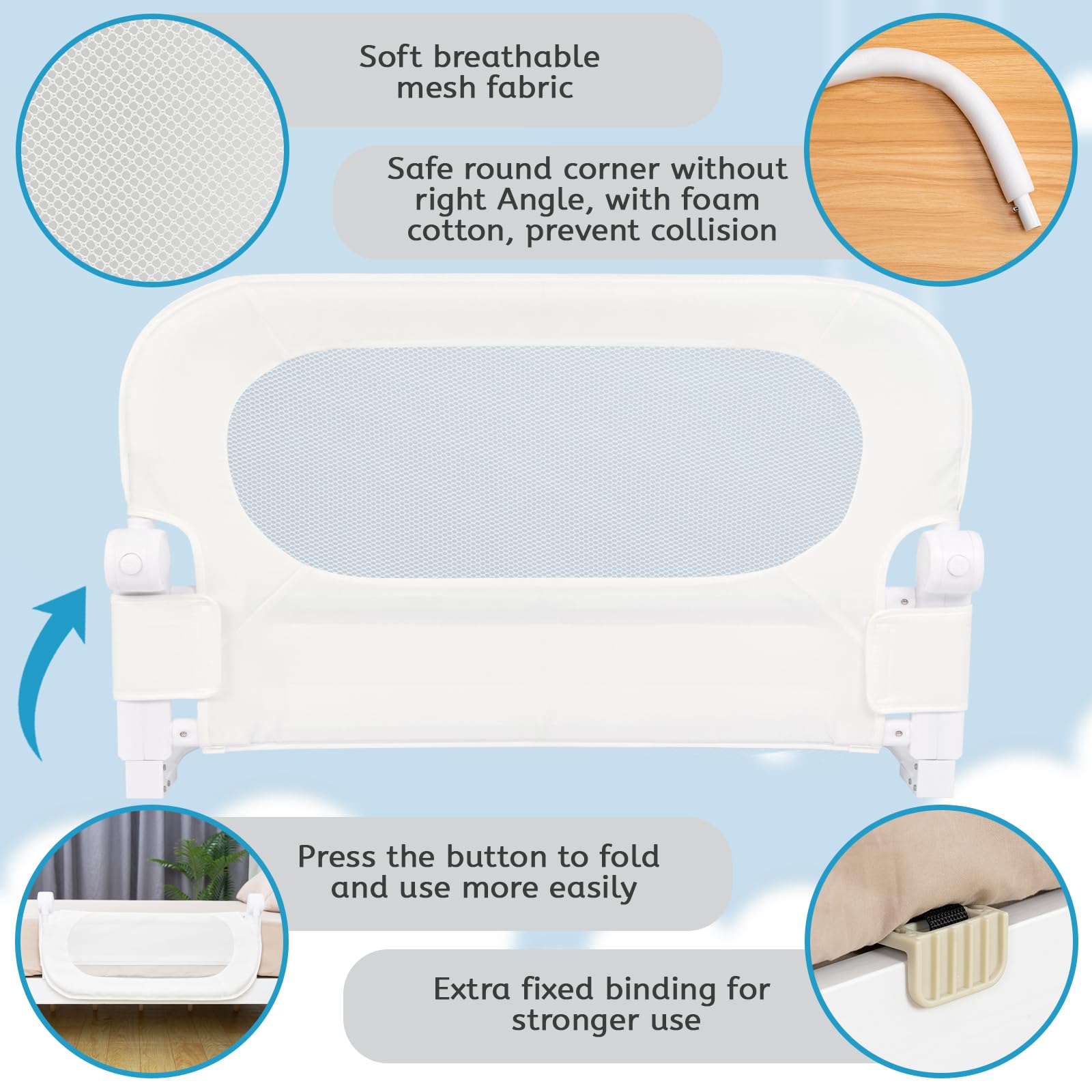 Y-STOP Adjustable Bed Rail Guard for Queen, King & Twin Beds - 33