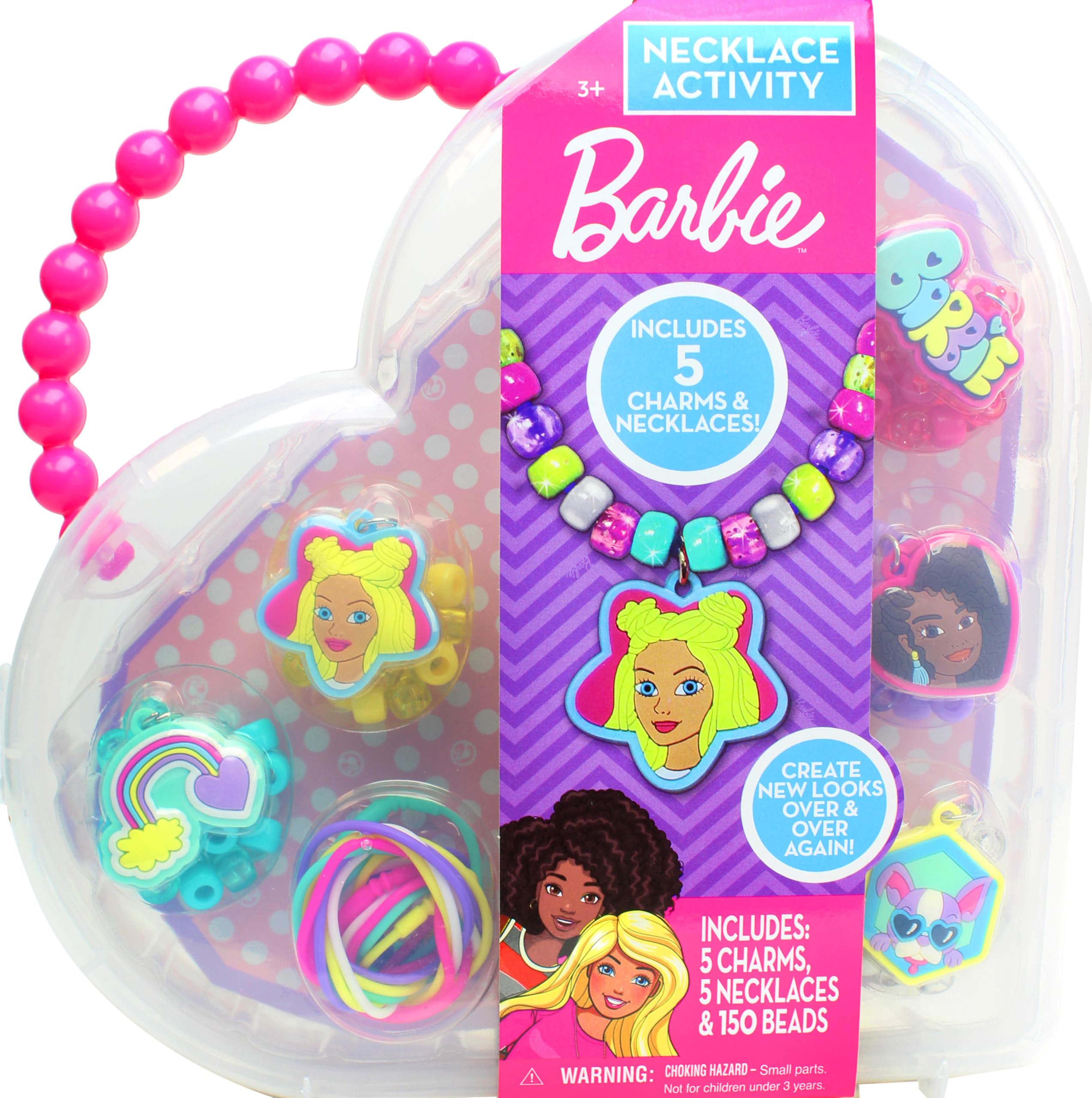 Barbie Necklace Activity Set for Kids - DIY Jewelry Making Kit with Beads & Charms - Creative Fun Gift for Girls Ages 6-12 | Birthday Party, Arts & Crafts, Pretend Play Dress Up