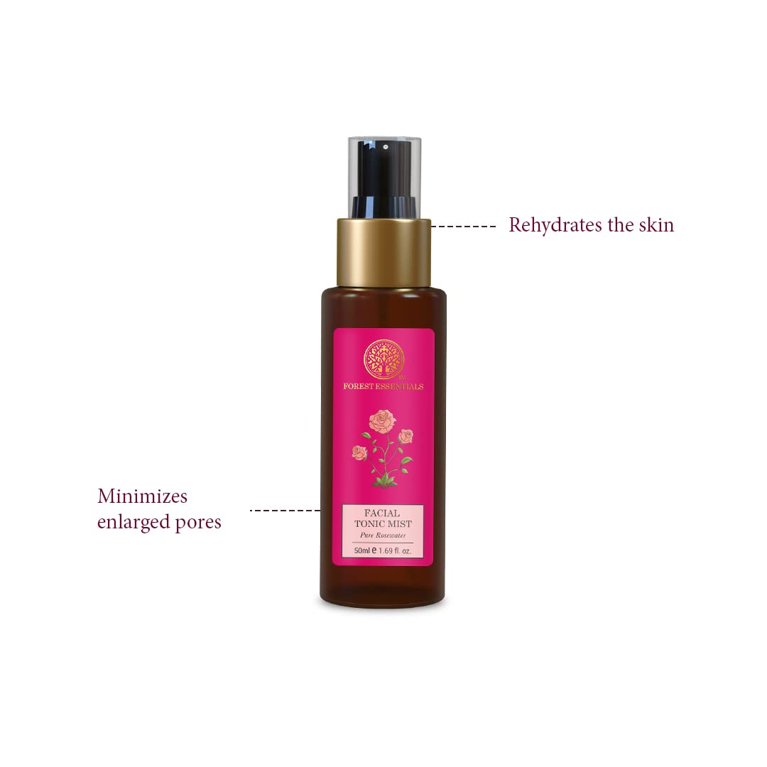 Forest Essentials Travel Size Nargis Body Mist & Pure Rosewater Facial Tonic Mist Combo Set - Perfect for On-the-Go Hydration, Travel Skincare, and Daily Refreshment