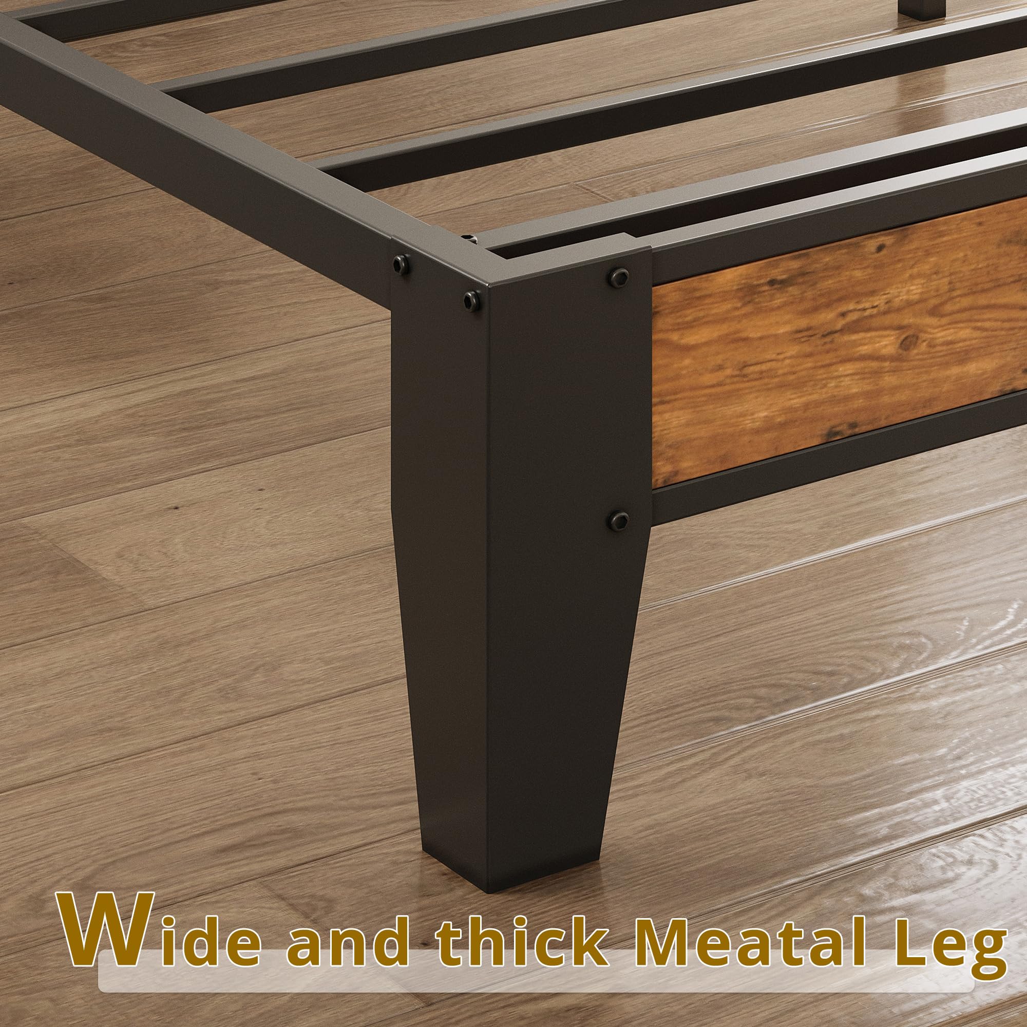 ANCTOR Twin XL Bed Frame with Storage Headboard & USB Outlets - Easy Assembly, Sturdy Metal Platform Bed, No Box Spring Needed - Ideal for Small Spaces, Dorms & Guest Rooms