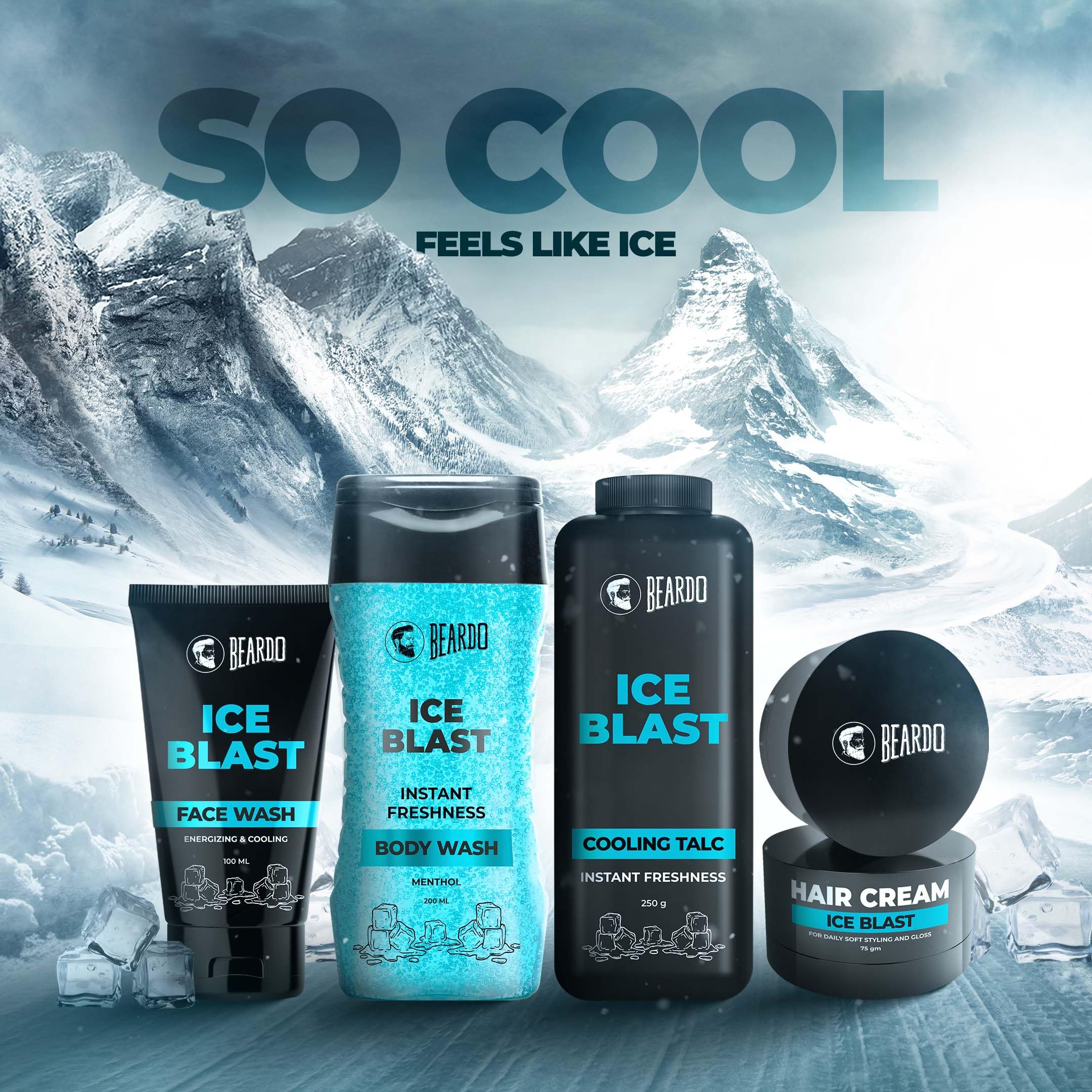 BEARDO Ice Blast Cooling Face Wash for Men - 100ml | Instant Cooling & Hydrating with Aloe Vera, Vitamin E & Menthol | Refreshing Facial Cleanser for Oily & Normal Skin | Perfect for Post-Workout, Morning Routine & Hot Weather Use