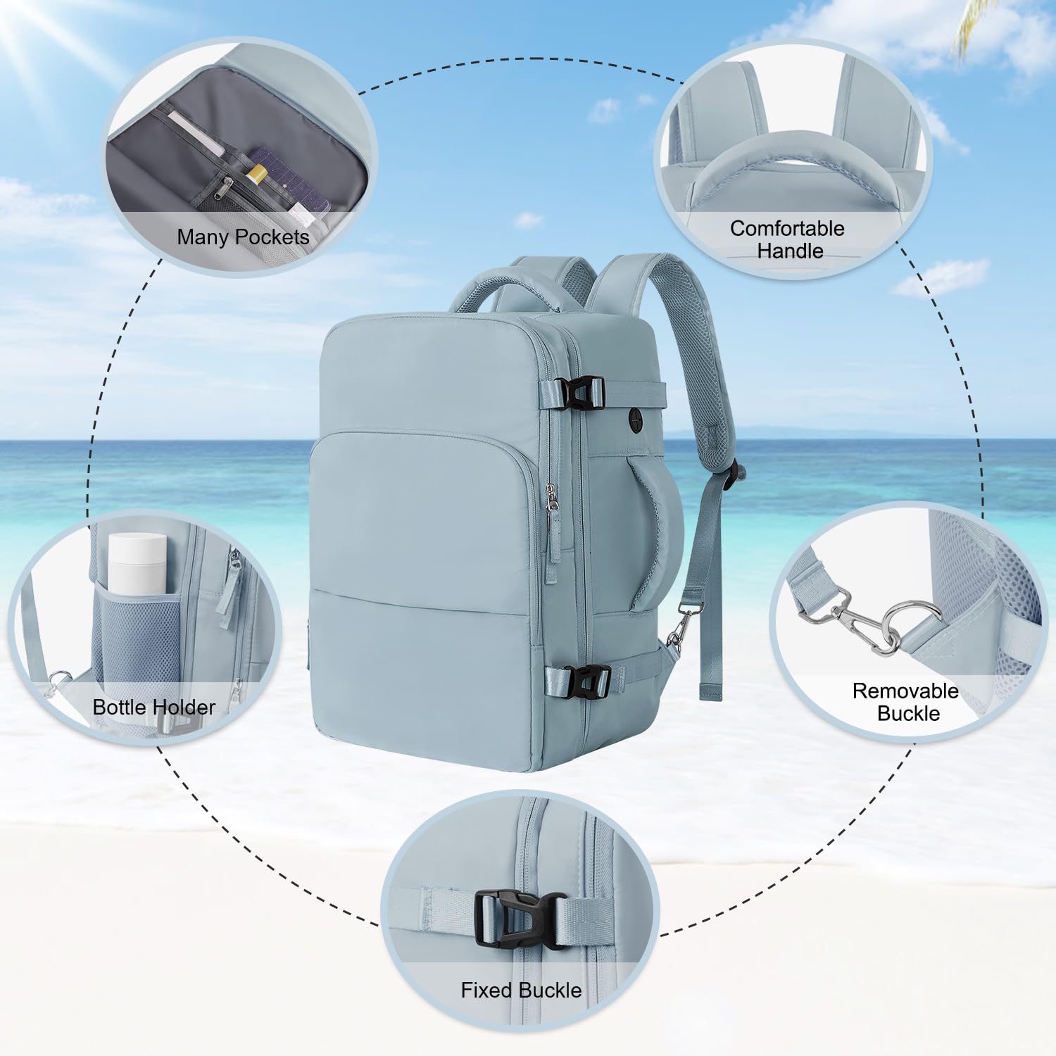 Hanples Large Travel Laptop Backpack for Women - Waterproof Durable Business Backpack with USB Charging Port, College Computer Bag Fits 16 Inch Laptop - Perfect for Work Commute, Air Travel & Outdoor Hiking