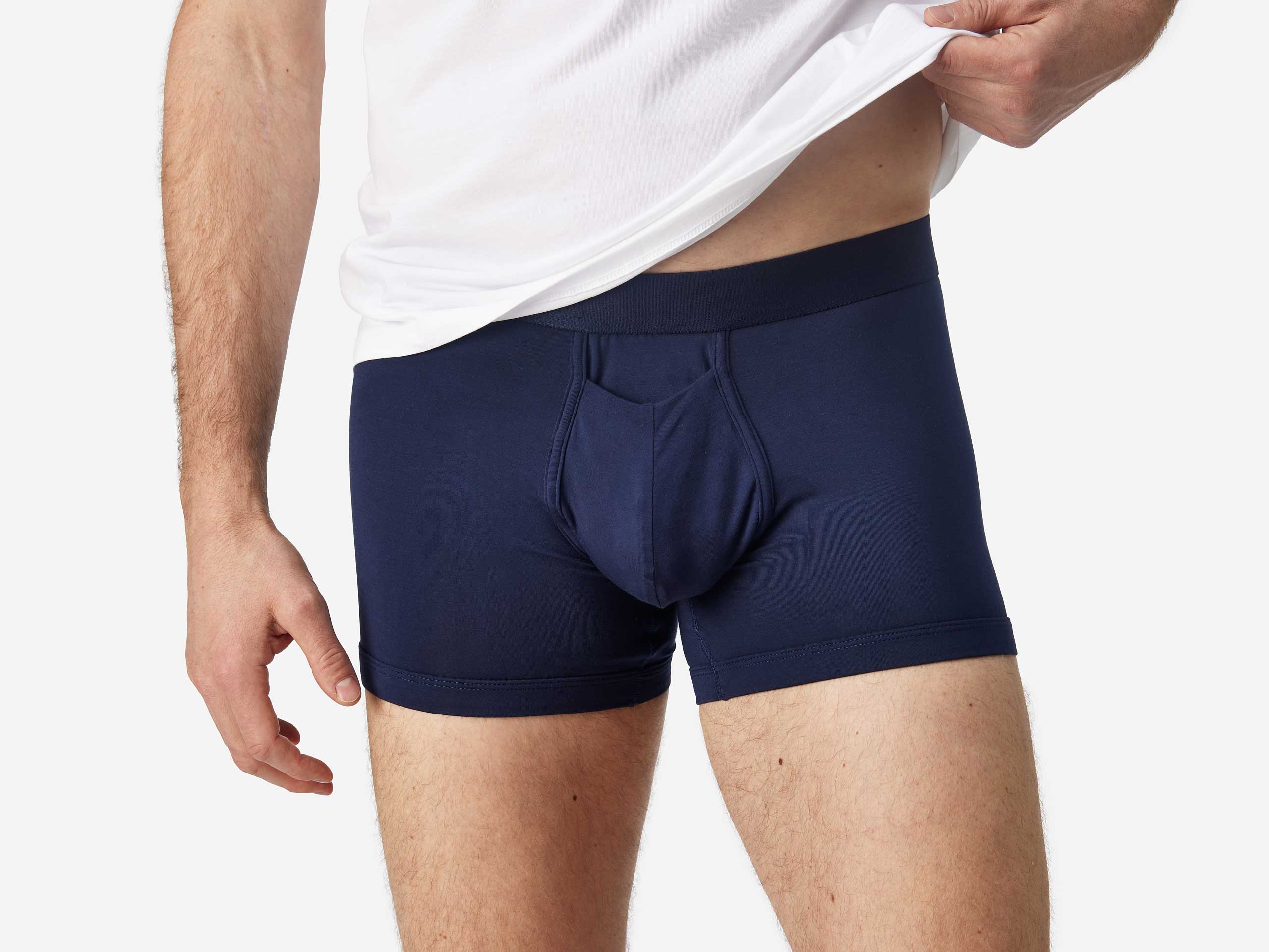 Men's Comfortable Boxer Briefs - Navy Blue Cotton Underwear for Daily Wear & Active Lifestyles