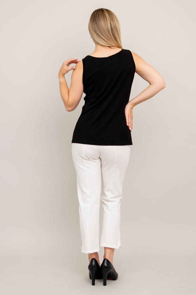 Avalon Black Bamboo Tank Top - Women's Casual Sleeveless Shirt for Summer, Yoga, and Outdoor Activities