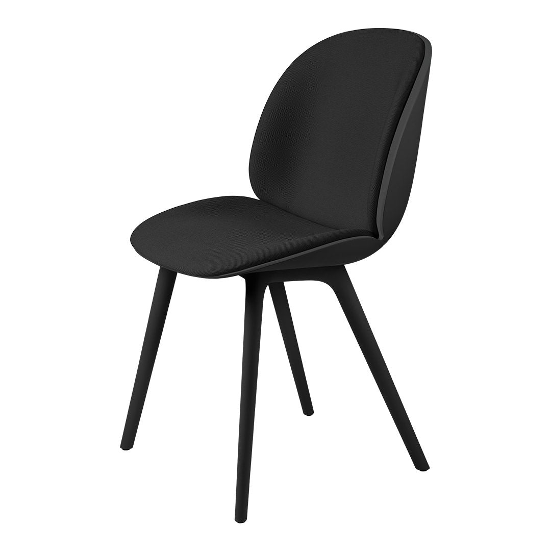 Beetle Dining Chair with Front Upholstery & Black Plastic Base - Modern Kitchen & Dining Room Seating for Home & Restaurant Use