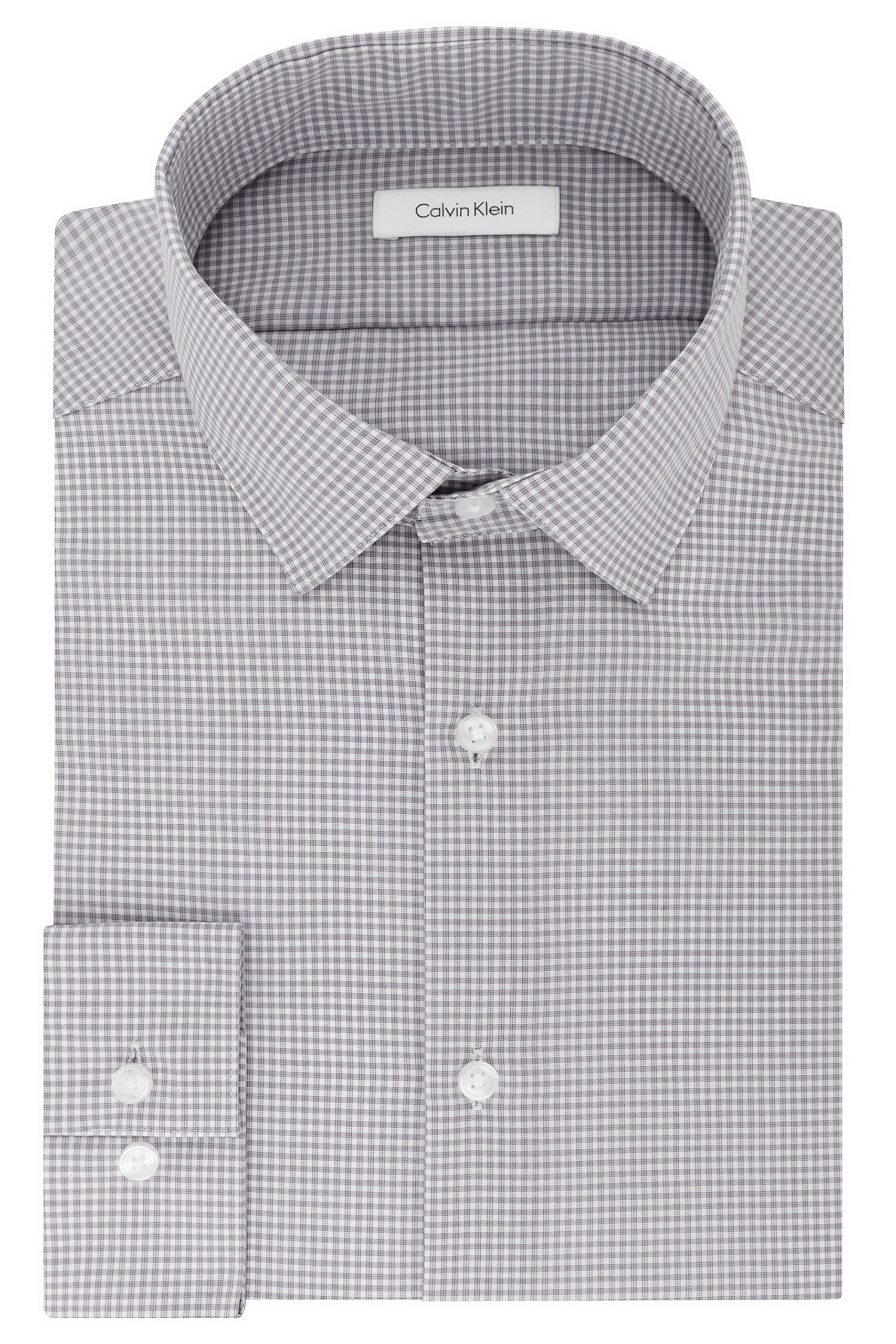Calvin Klein Men's Slim Fit Non-Iron Gingham Dress Shirt | Formal & Business Attire | Office, Wedding & Special Occasions