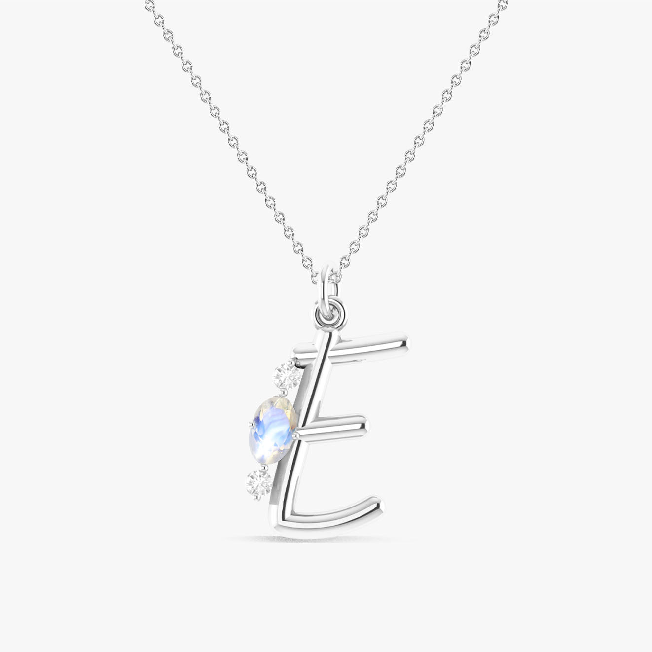 Initial E Alphabet Pendant Necklace with Natural Moonstone & Zircon - Elegant Personalized Jewelry Gift for Women, Perfect for Birthdays, Anniversaries & Everyday Wear