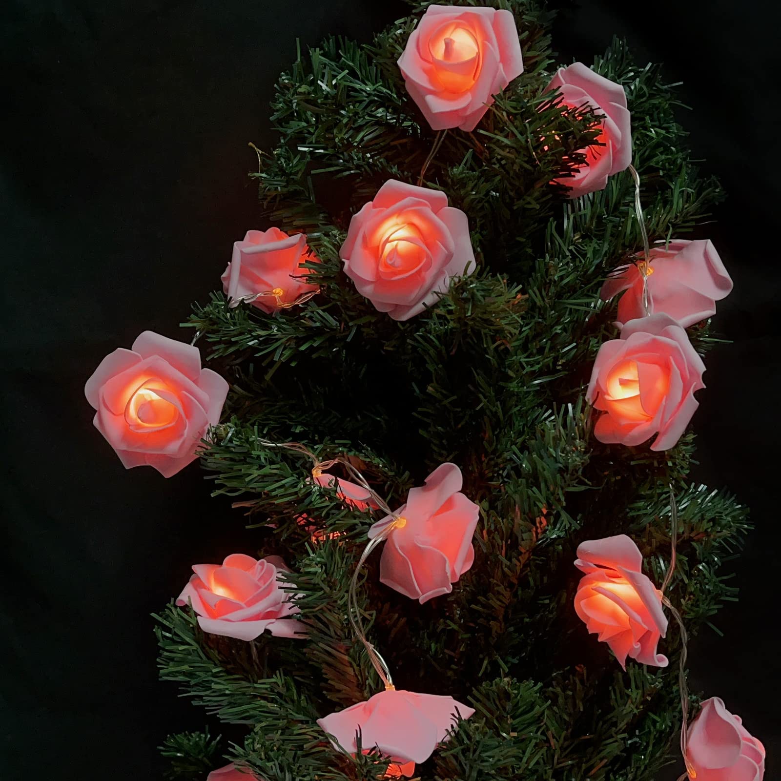 VIPMOON Pink Rose String Lights - 20 LED Fairy Lights for Bedroom, Battery Operated Romantic Flower Lights - Perfect for Mother's Birthday, Party, Proposal & Home Decoration (2M/6.65ft) | Create Cozy Ambiance for Weddings, Dinners & Nursery Decor