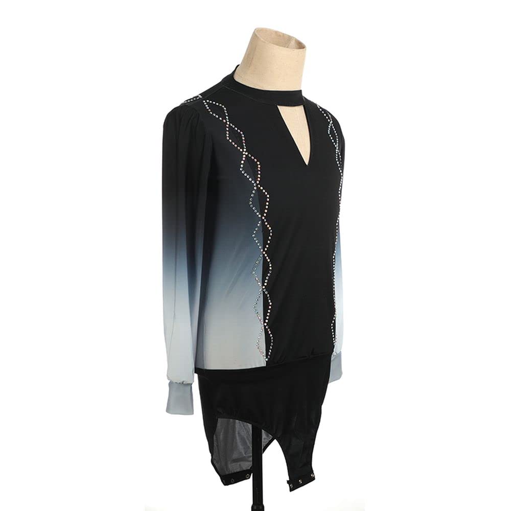 Black Gradient Diamond Figure Skating Suit for Boys & Men - Competition, Training & Performance Wear - Perfect for Ice Shows, Championships & Practice Sessions
