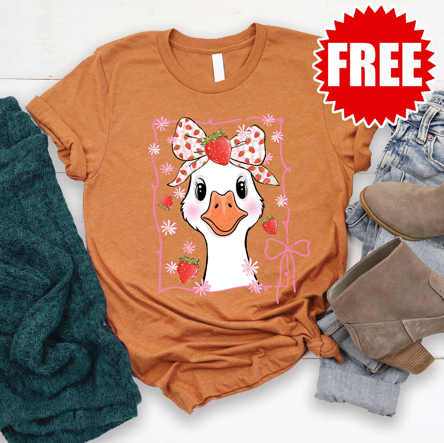 Stylish Duck Graphic T-Shirt for Men & Women - Heather Autumn Color - Soft Cotton Comfort - Perfect for Casual Wear, Outdoors & Everyday Fashion