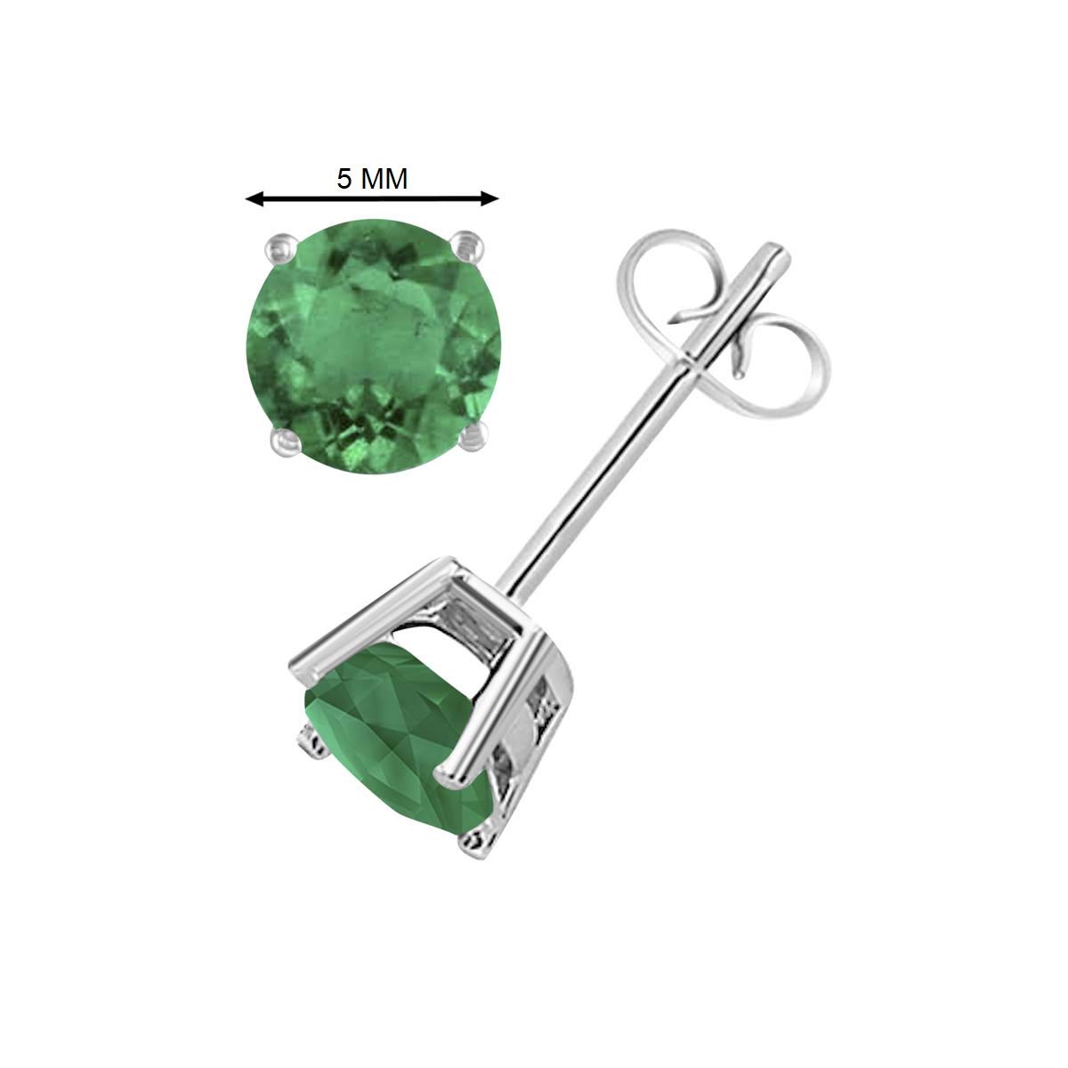 Natural 5mm Round Emerald Stud Earrings for Women - Prong-Setting Gemstone Wedding Jewelry Collection - Perfect for Bridal, Anniversary & Special Occasion Gifts
