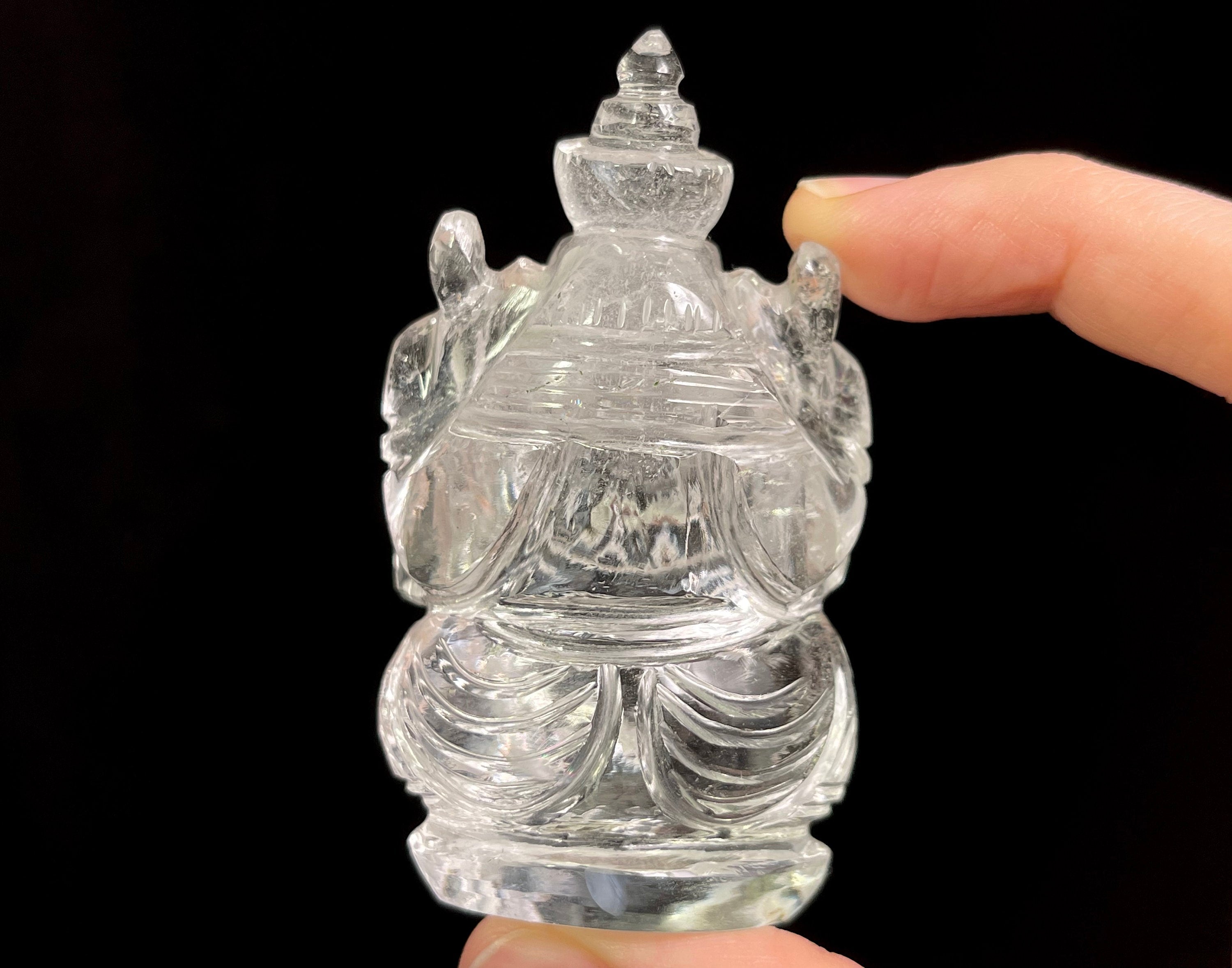 Himalayan Clear Quartz Ganesha Statue - Hand Carved Lord Ganesh Crystal Sculpture for Home Decor, Meditation & Spiritual Healing | Perfect for Altars, Yoga Spaces & Positive Energy Gifts