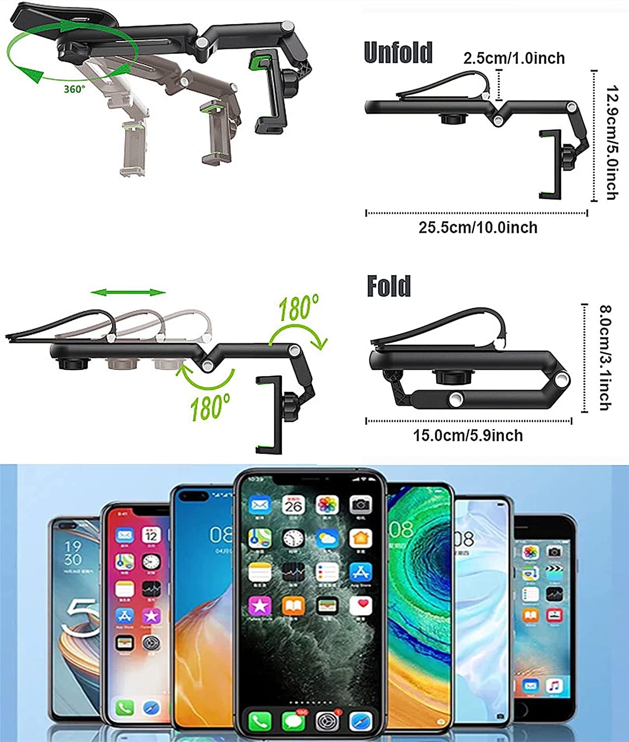 Universal Adjustable Car Phone Holder Mount - Sun Visor, Rearview Mirror & Steering Wheel Compatible - Multi-Angle Phone Stand for Safe Driving - Perfect for GPS Navigation, Hands-Free Calls & Road Trips