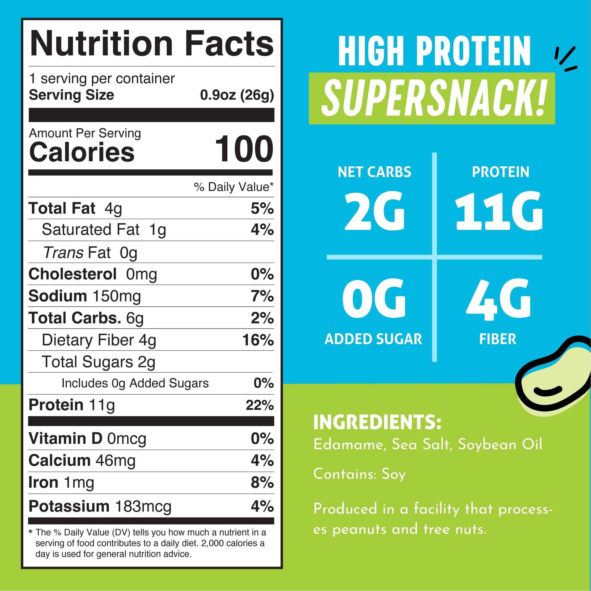 Crunchy Dry Roasted Edamame Snacks - Sea Salt Flavor | High Protein (11g) Keto & Vegan Friendly | Low Carb, Gluten Free Healthy Snacks | 100 Calorie Pack (0.9oz, 10 Pack) | Perfect for Office, Travel & On-the-Go Lifestyle