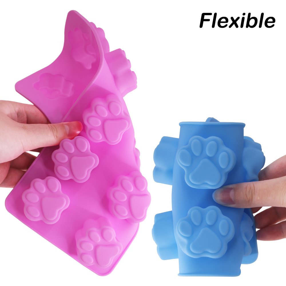 Premium Food-Grade Silicone Paw Print Molds - Set of 4 Reusable Baking Molds for Dog & Cat Treats, Ice Cubes, Chocolate, Candy | Oven, Freezer & Dishwasher Safe | Perfect for Pet Parties, DIY Treats & Holiday Baking