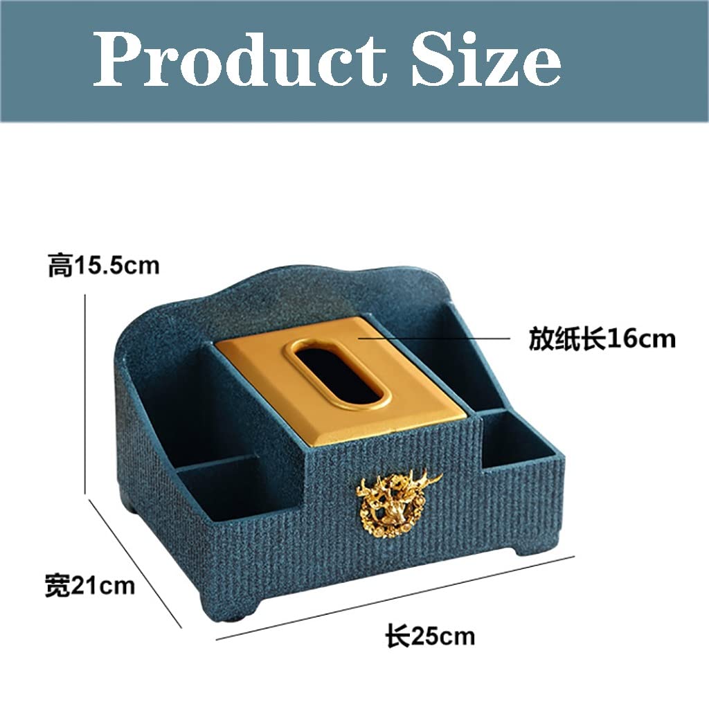 Multifunctional Remote Control & Napkin Organizer Box - Decorative Tissue Holder for Home, Office, Car, Restaurant | Blue | Perfect for Kitchen Countertops, Coffee Tables & Desk Organization