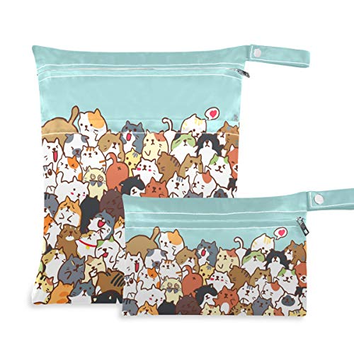2 Pack Waterproof Wet Dry Bags for Dogs & Cats - Reusable Pet Travel Bag with 2 Zippered Pockets | Perfect for Swimming, Beach, Gym, Daycare & Stroller Organization (2060187)