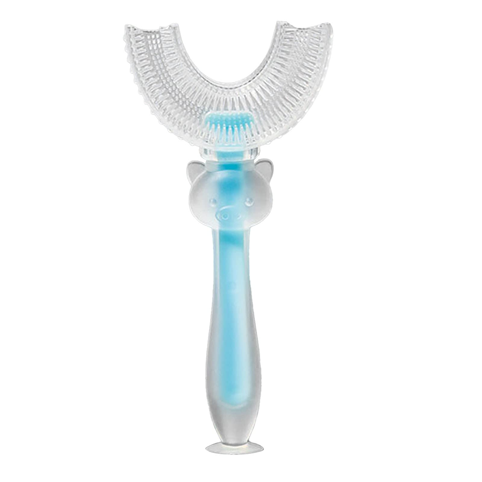 360° U-Shape Kids Toothbrush with Suction Cup - Whitening & Massage Toothbrush for Children | Cartoon Design for Fun Brushing | Perfect for Toddlers Learning Oral Hygiene at Home or Travel