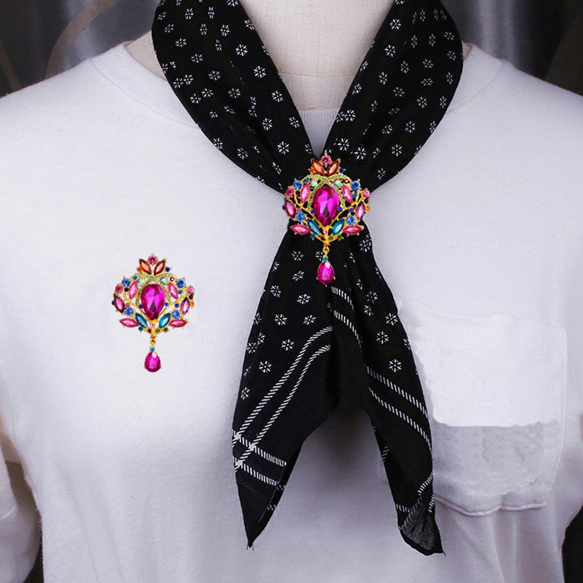 Seven Wolves Rhinestone Crown Brooch for Women - Elegant Dress Accessory