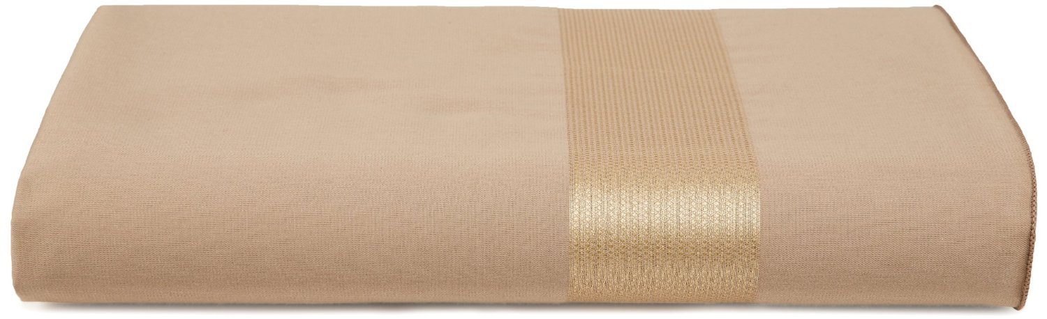 Calvin Klein Home Golden Vines Luster Bands King Size Flat Sheet - Luxury Soft Bedding for Master Bedroom & Guest Room