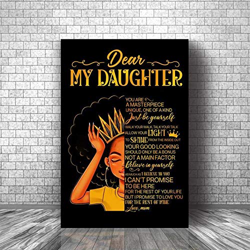 Personalized Black Mom to Black Daughter Poster - Custom Gift for Daughter from Mom or Dad - Birthday, Christmas & Home Decor - Perfect for Bedroom, Nursery & Family Room Wall Art (No Frame Included)