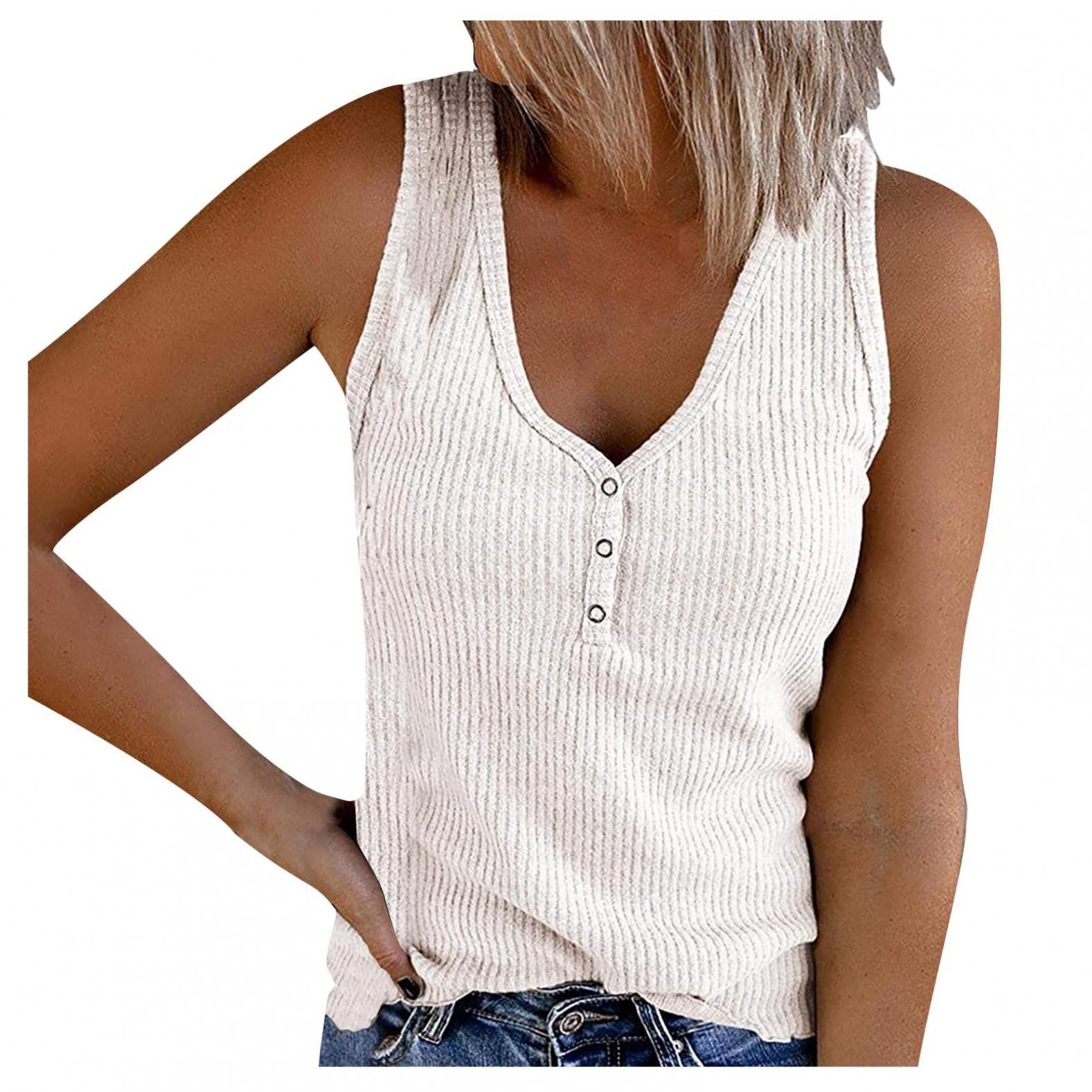GUOBIOZIY Women's Loose Fit Lace V-Neck Tank Tops - Breathable Summer Sleeveless Blouse for Casual Wear, Beach Outfits & Vacation Essentials