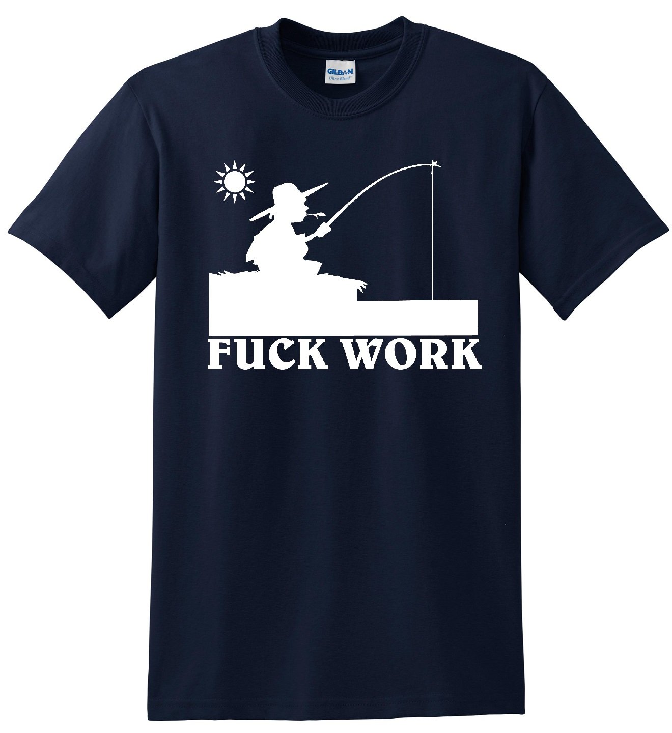 Fishing Fuck Work Navy Blue T-Shirt - Casual & Funny Outfit