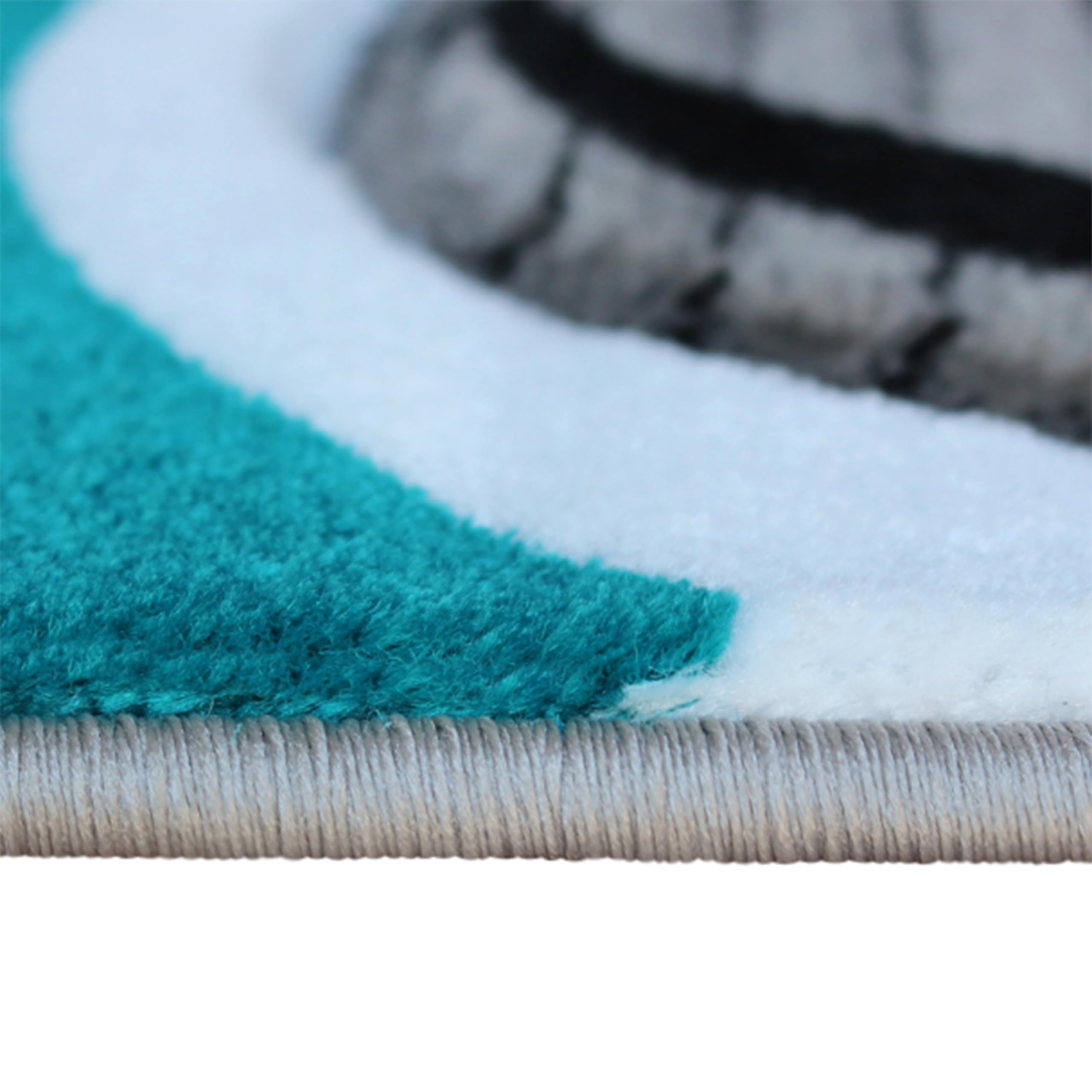EMMA + OLIVER Modern Turquoise Accent Rug - 3D Sculpted Swirl Pattern with Jute Backing | Stain Resistant Modal Olefin Rug 2x3 ft | Perfect for Living Room, Bedroom or Office Decor