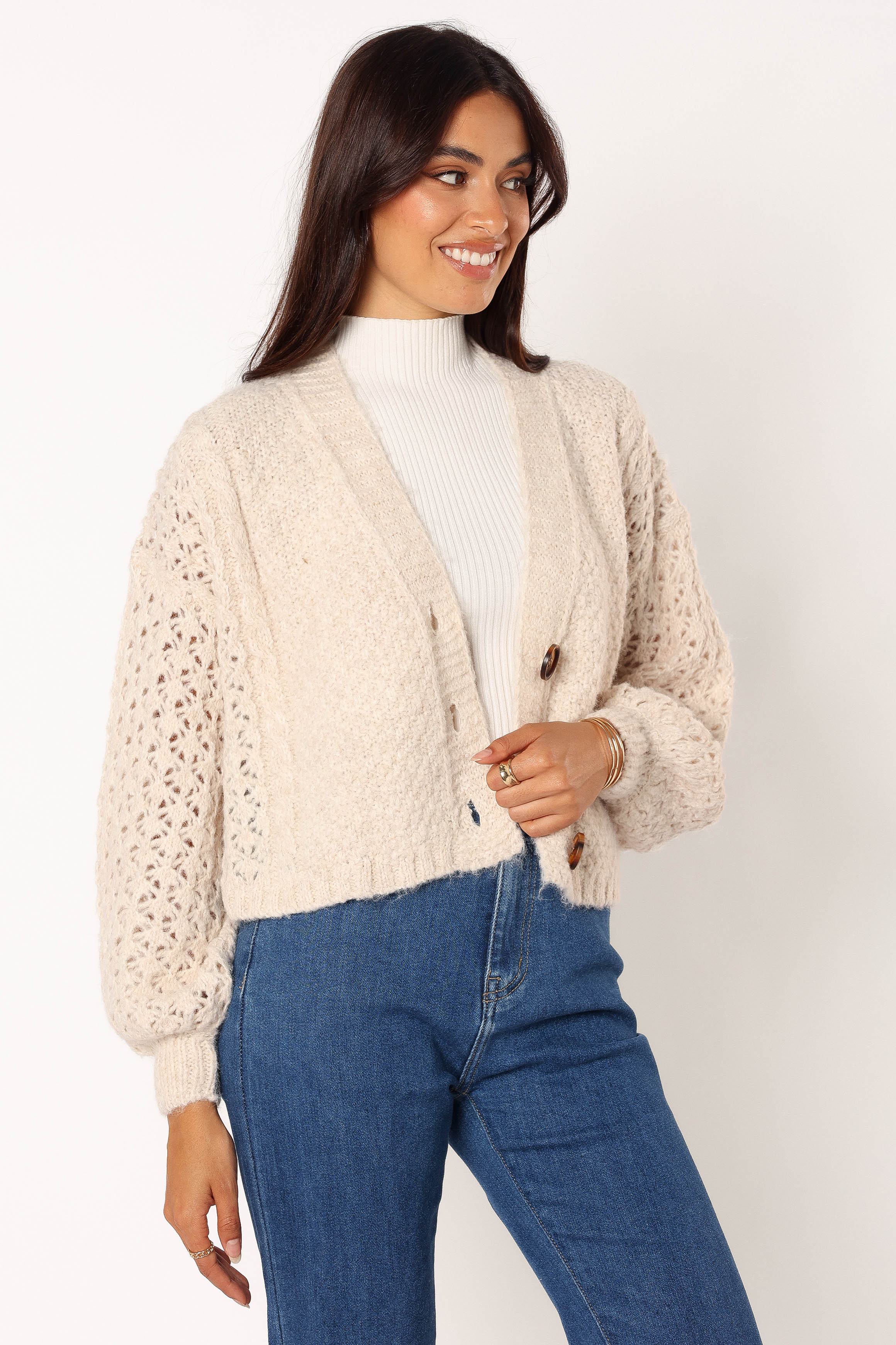 Blakey Cardigan Women's Knit Sweater Cream - Cozy Fall & Winter Fashion for Casual Outfits and Layering