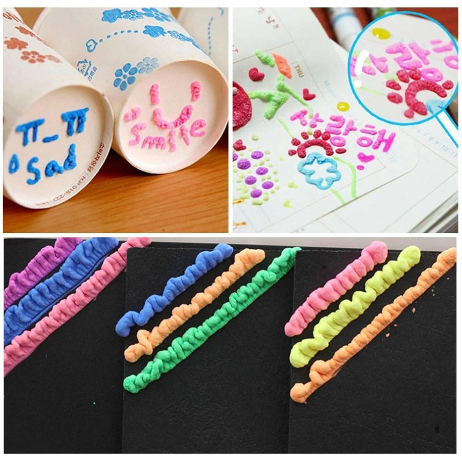 Wealthyn DIY 3D Bubble Popcorn Drawing Pens - 6 Pack Magic Puffy Paint Pens for Kids Arts & Crafts, Fun Creative Gift for Birthday Party Favors, Classroom Activities & Home DIY Projects