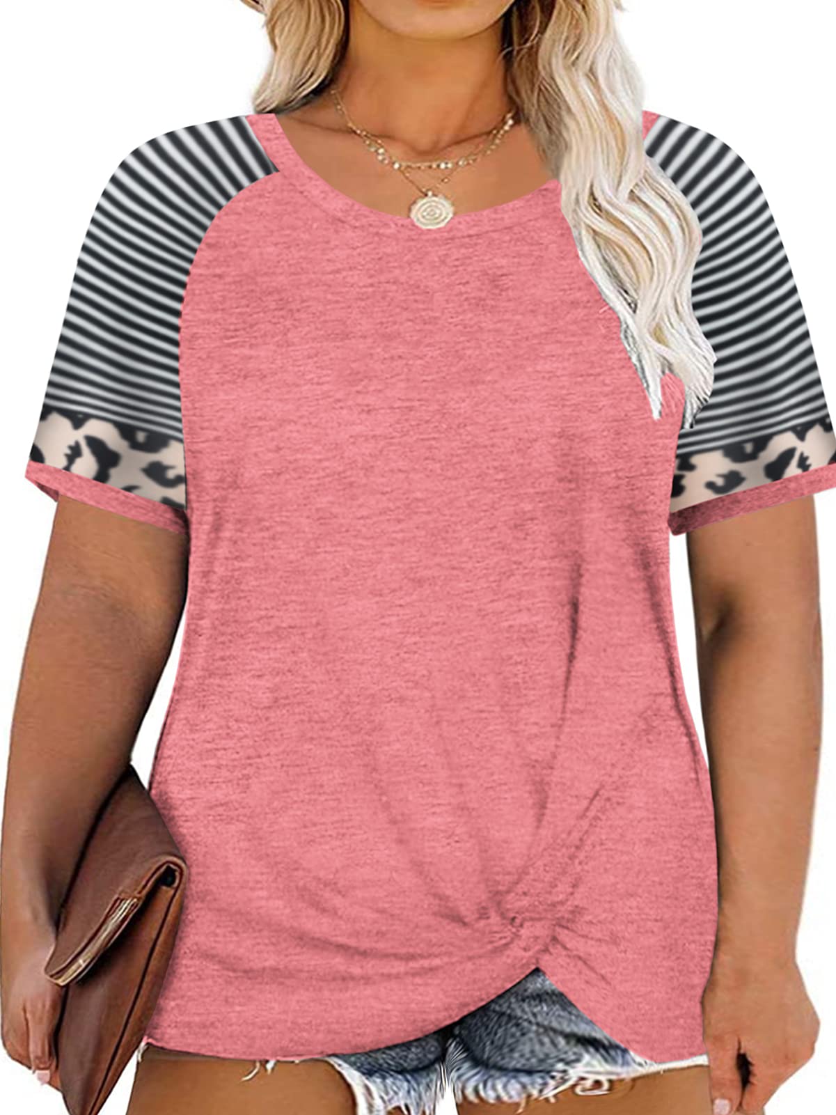 DOLNINE Plus Size Women's Short Sleeve Oversized Tunic Tops - Comfortable Loose Fit Casual Blouse for Work, Travel & Everyday Wear
