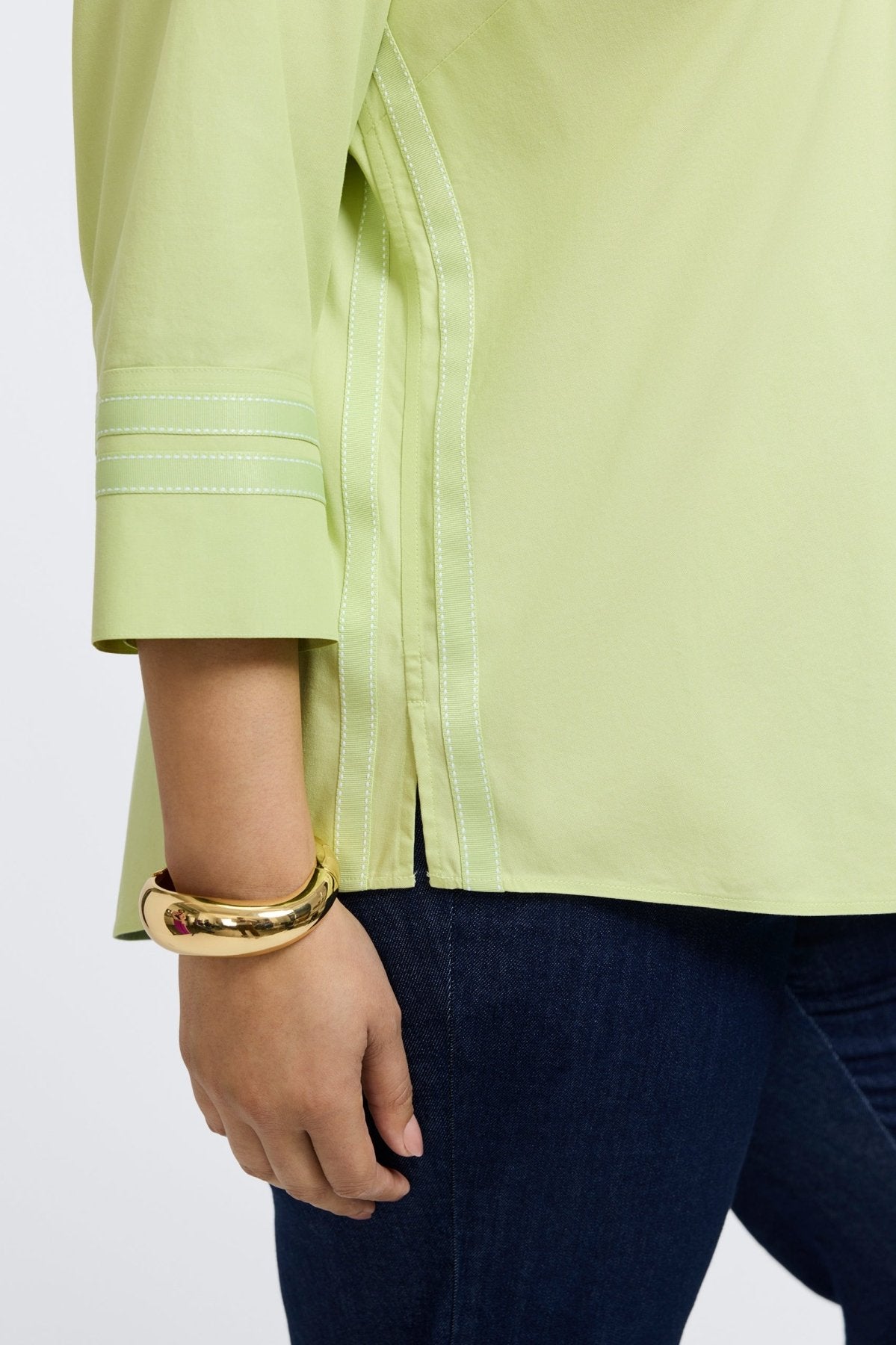 Brooke Plus No Iron Pinpoint 3/4 Sleeve Button Down Shirt for Women - Wrinkle-Free Office Wear & Business Casual Outfits