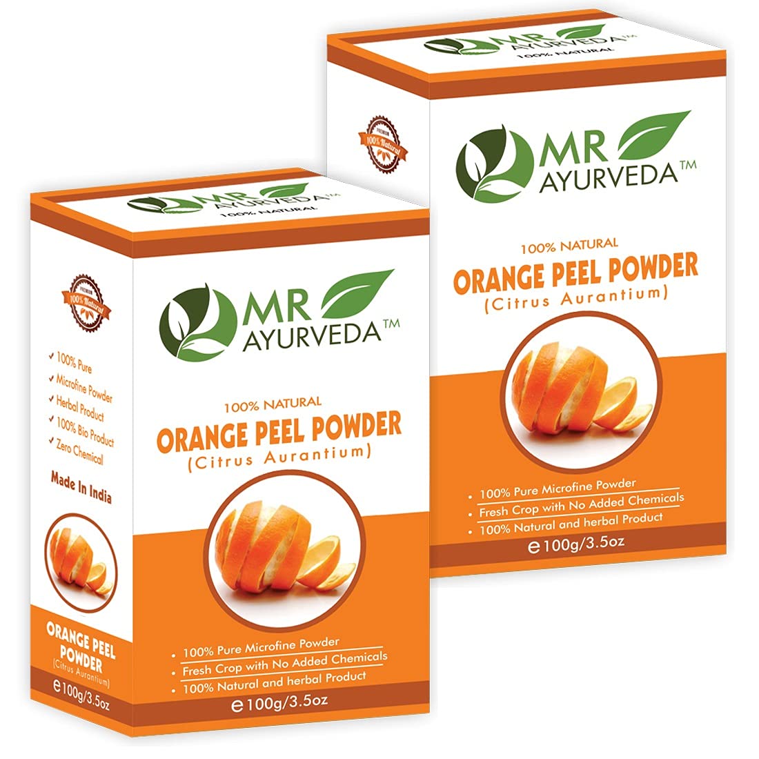 MR Ayurveda 100% Pure Organic Orange Peel Powder for Skin & Face Pack - Natural Exfoliator & Brightening Treatment (200g x 2) | Chemical-Free Facial Scrub, DIY Beauty Recipes, Acne & Dark Spot Remover | Perfect for Glow Masks, Spa Days & Ayurvedic Skincare Routines