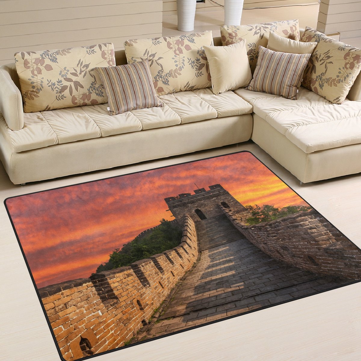ALAZA Sunset Chinese Great Wall of China Area Rug - 5'3